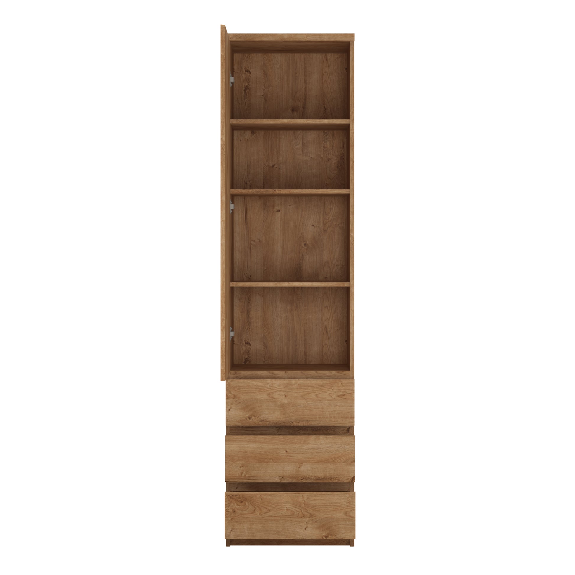 Fribo Oak Fribo Tall narrow 1 door 3 drawer cupboard in Oak