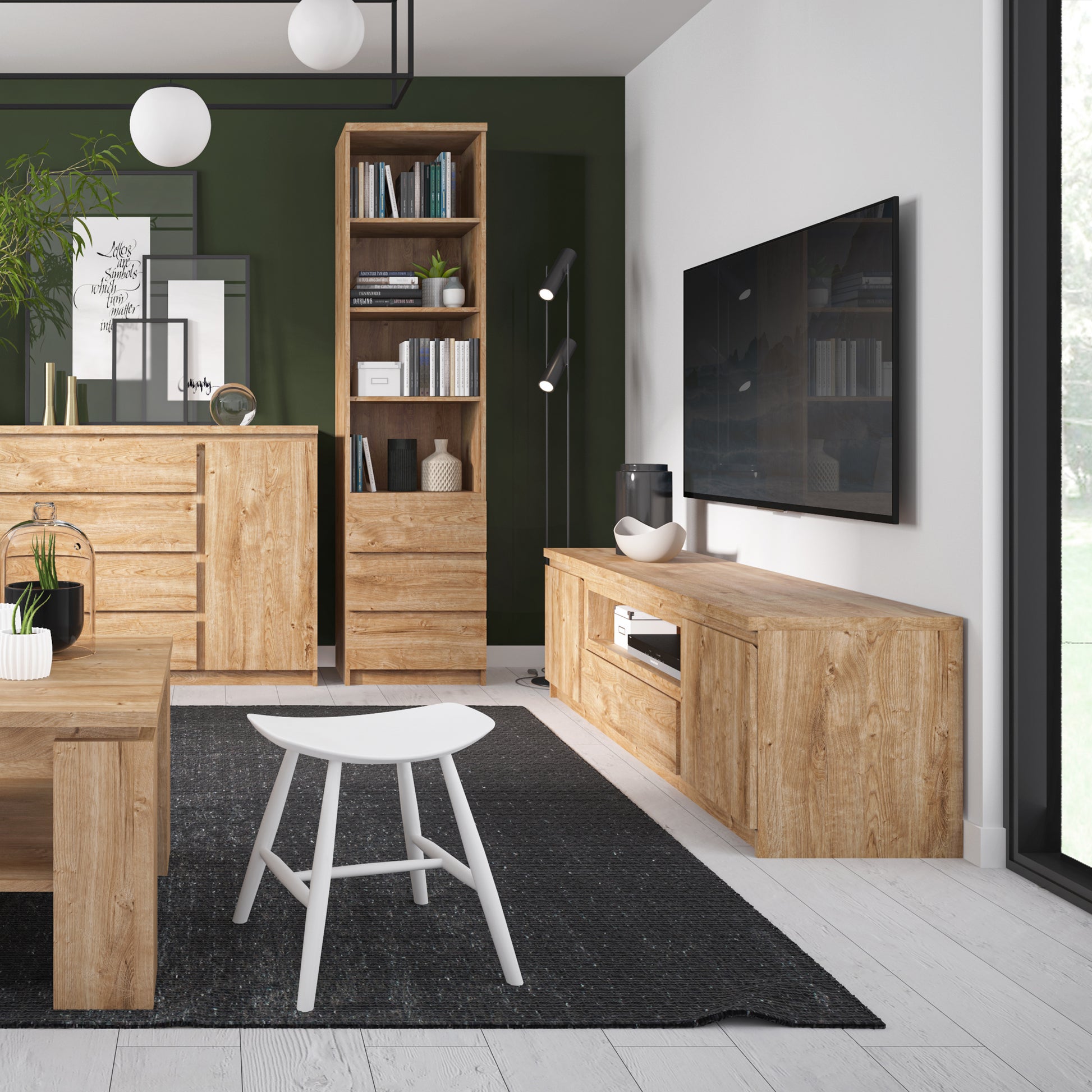 Fribo Oak Fribo 1 door 5 drawer cabinet in Oak