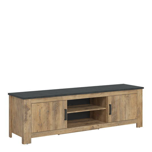 Rapallo  2 door 189 cm wide TV cabinet in Chestnut and Matera Grey