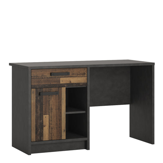 Brooklyn  Desk with 1 Door and 1 Drawer in Walnut and Dark Matera Grey