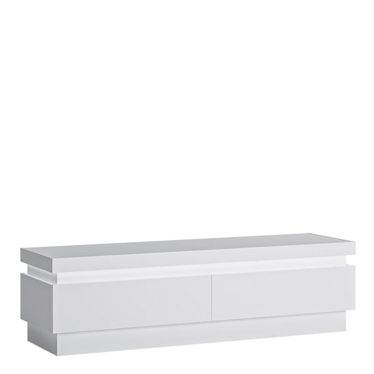 Lyon  2 drawer TV cabinet (including LED lighting) in White and High Gloss