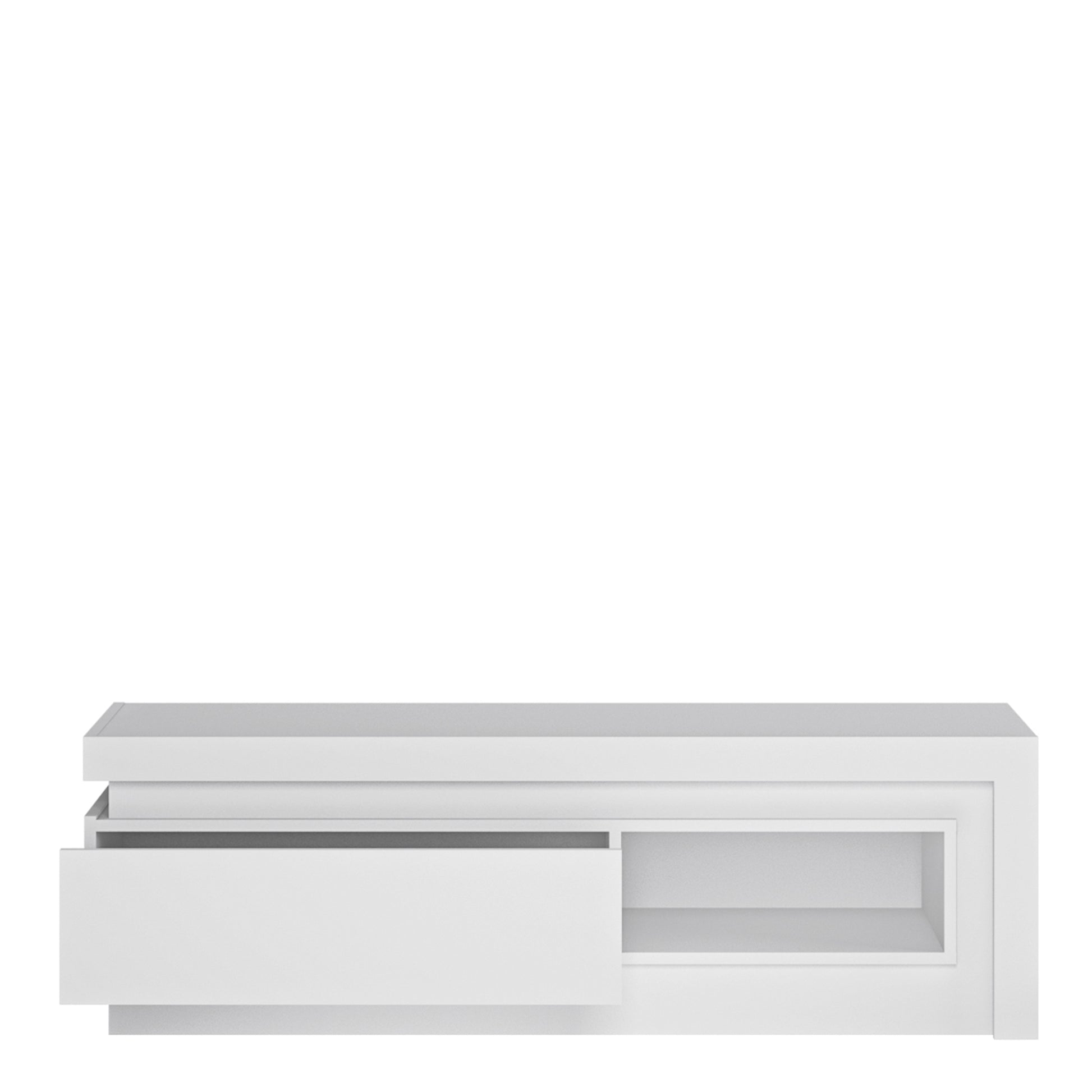 Lyon  1 drawer TV cabinet with Open Shelf in White and High Gloss