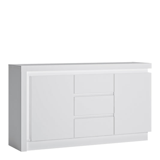 Lyon  2 Door 3 Drawer Sideboard (including LED lighting) in White and High Gloss