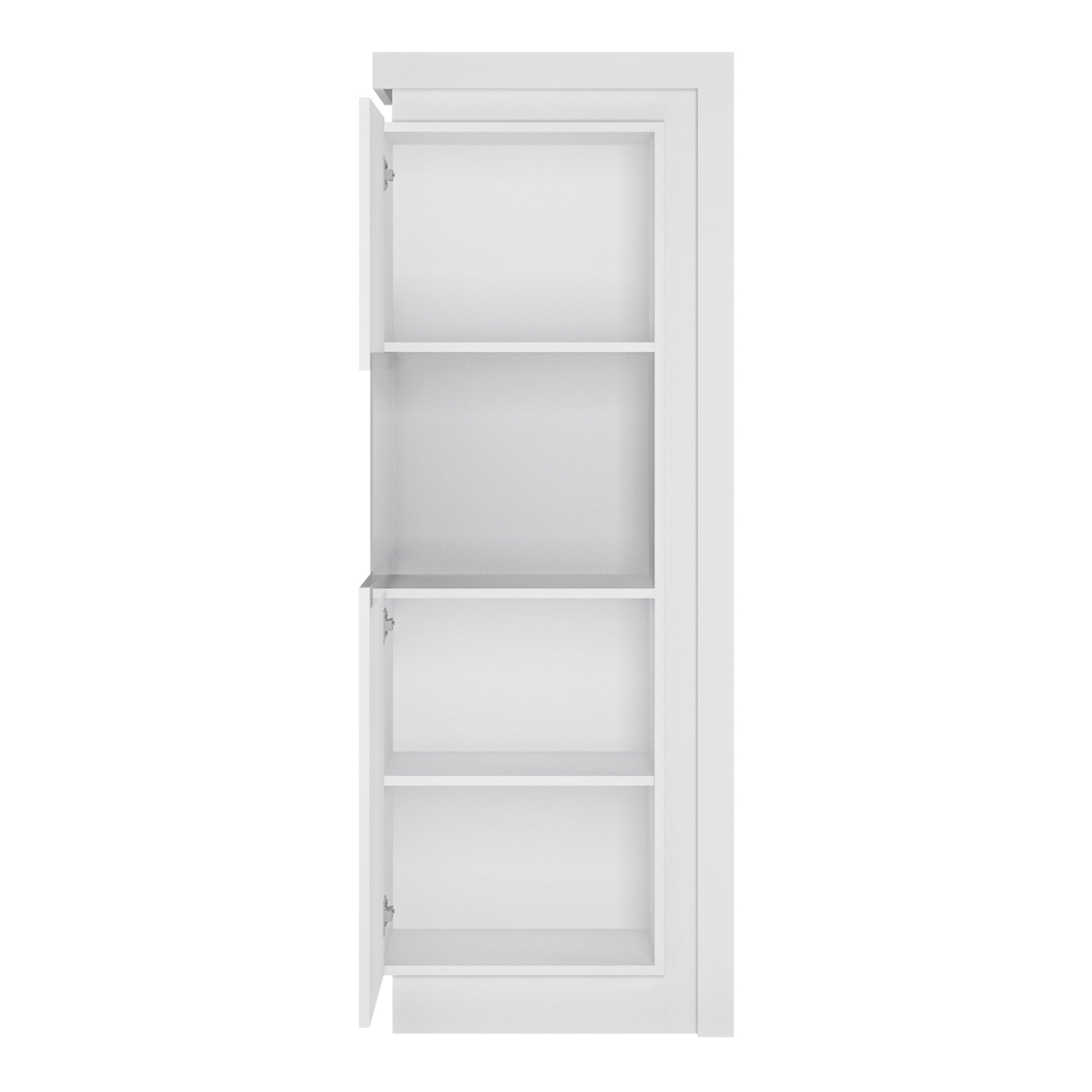 Lyon  Narrow display cabinet (LHD) 164.1cm high (including LED lighting) in White and High Gloss