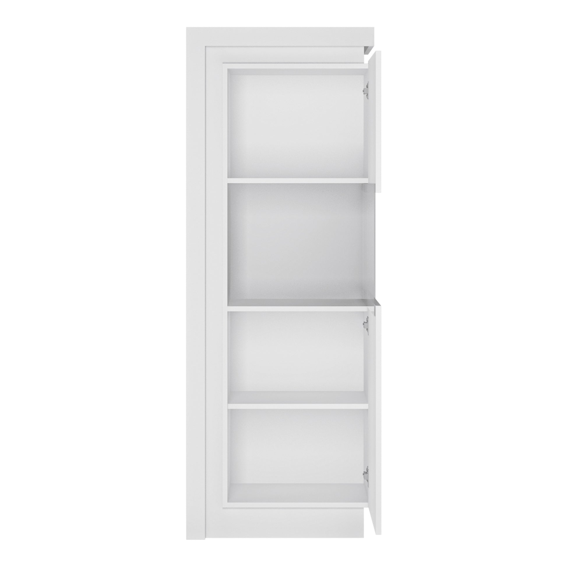 Lyon  Narrow display cabinet (RHD) 164.1cm high (including LED lighting) in White and High Gloss