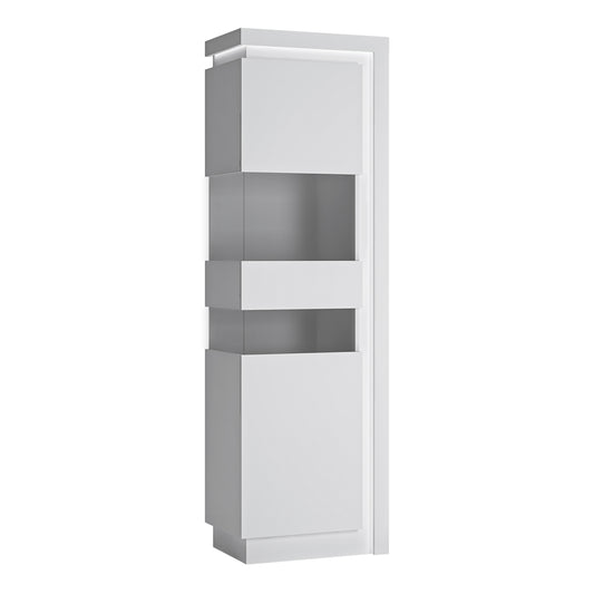 Lyon  Tall Narrow display cabinet (LHD) (including LED lighting) in White and High Gloss