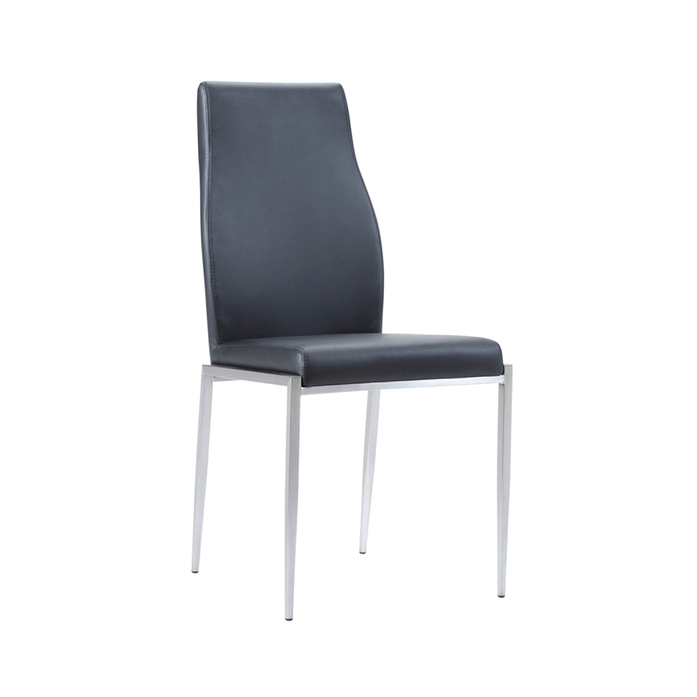 Milan  High Back Chair Black Faux Leather. Set of 2