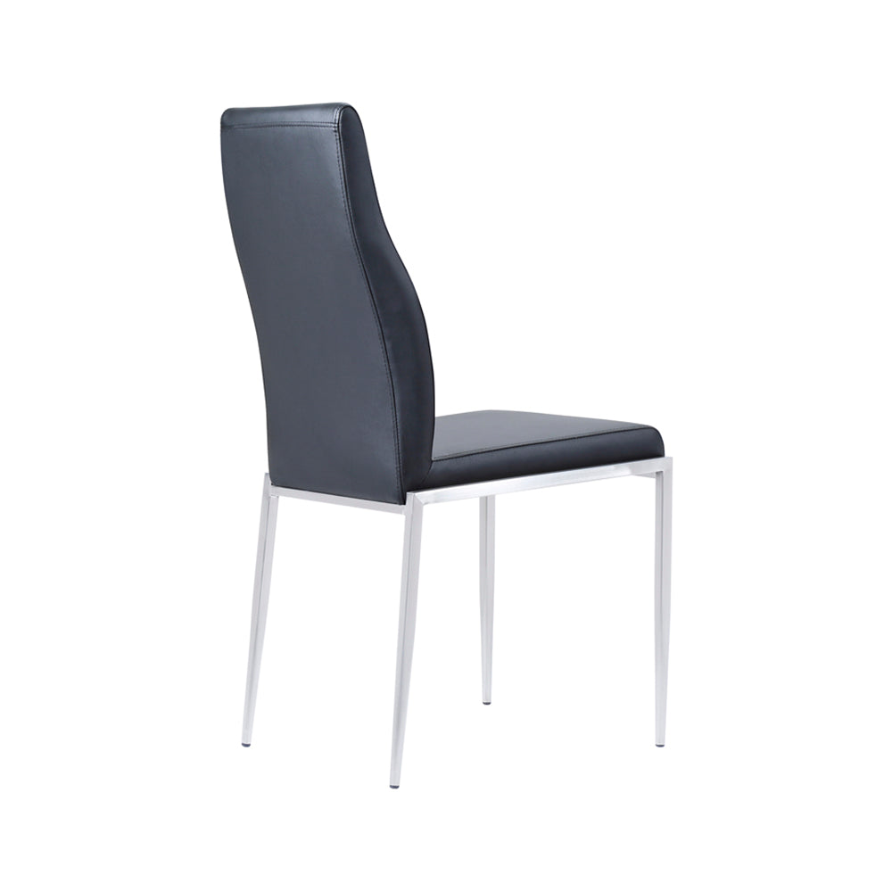 Milan  High Back Chair Black Faux Leather. Set of 2