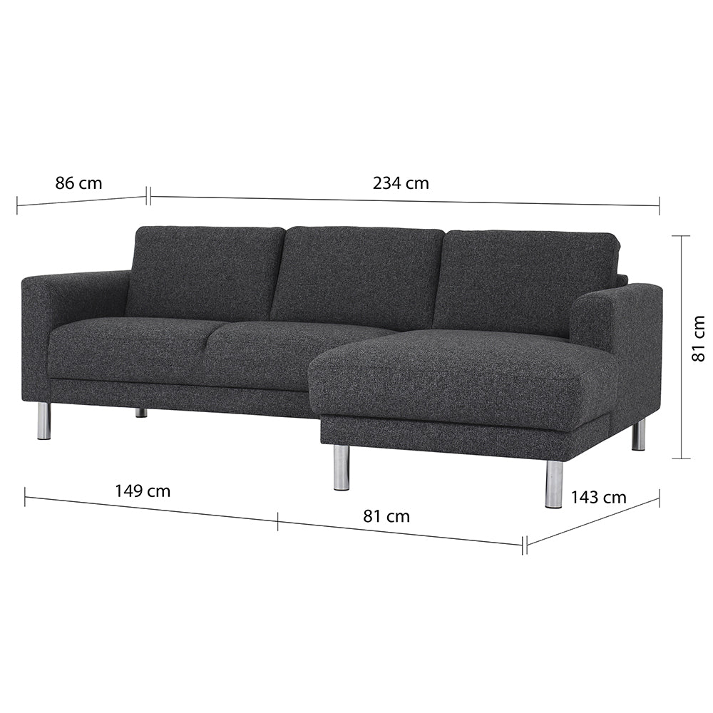 Cleveland  Chaiselongue Sofa (RH) in Nova Anthracite