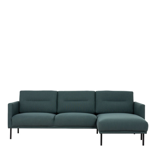 Larvik  Chaiselongue Sofa (RH) - Dark Green, Black Legs