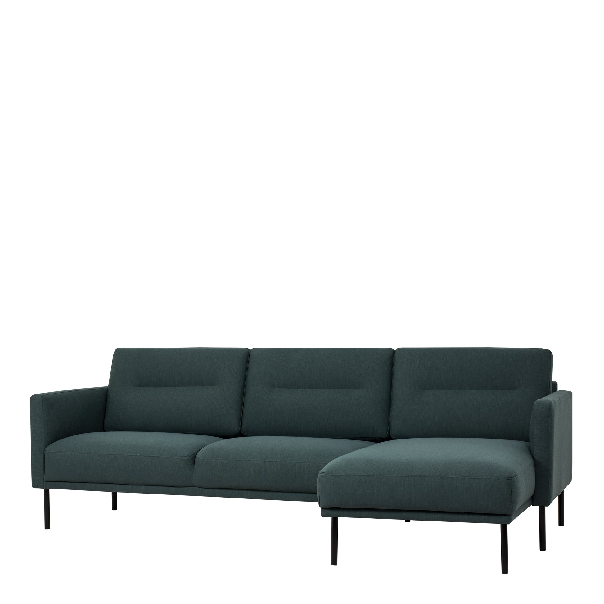Larvik  Chaiselongue Sofa (RH) - Dark Green, Black Legs