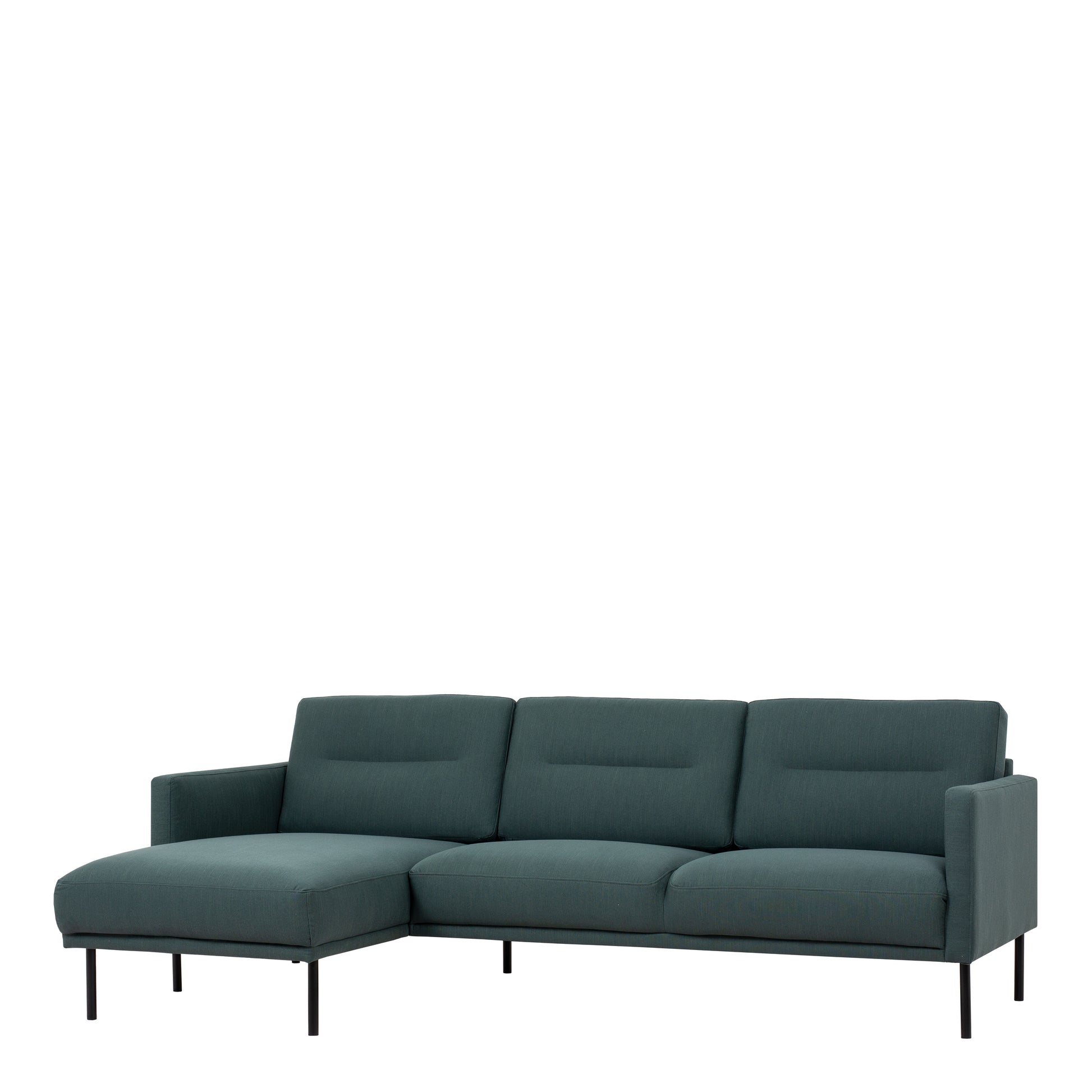 Larvik  Chaiselongue Sofa (LH) - Dark Green , Black Legs