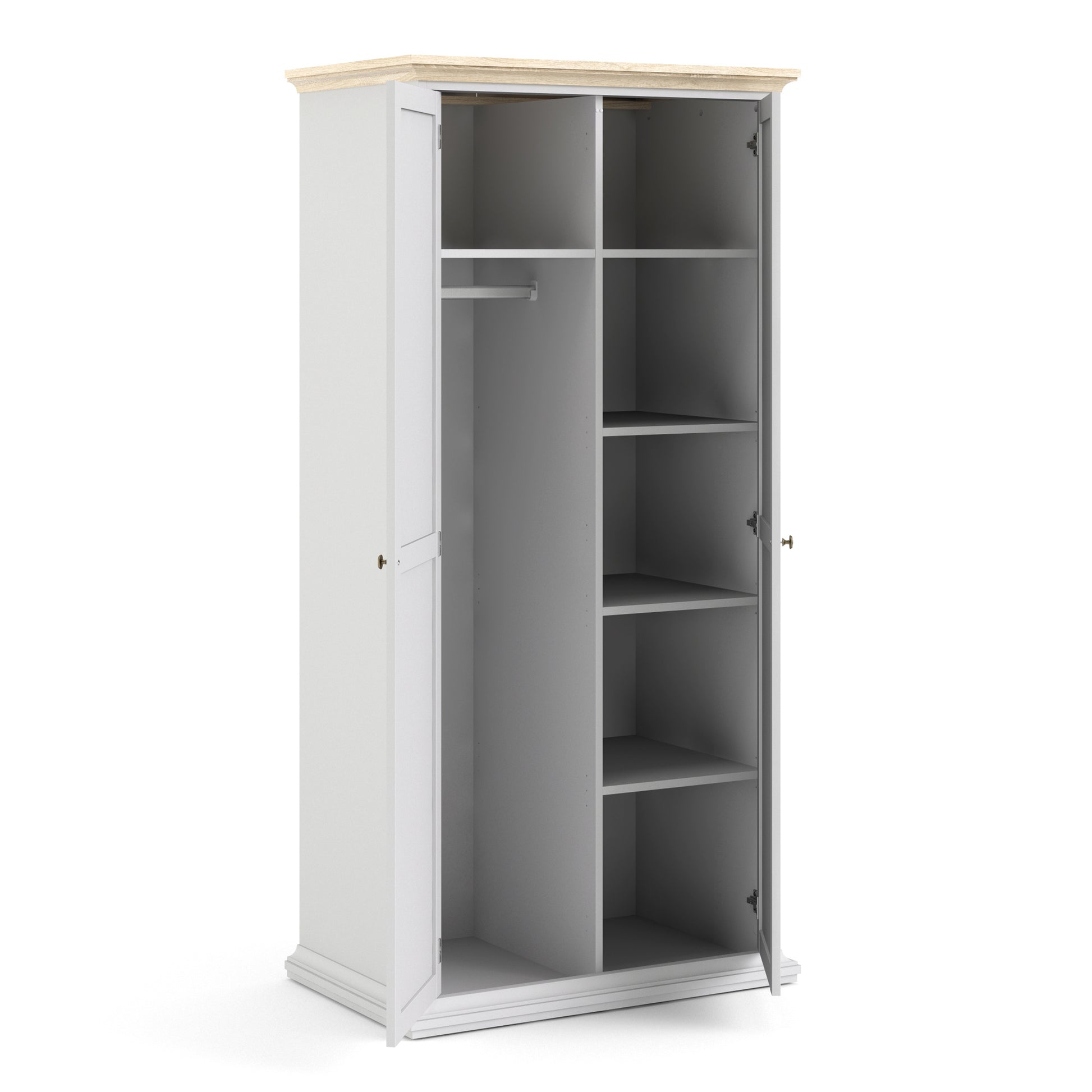 Paris  Wardrobe with 2 Doors in White and Oak