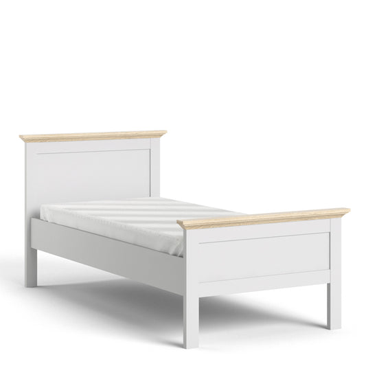 Paris  Single Bed (90 x 200) in White and Oak