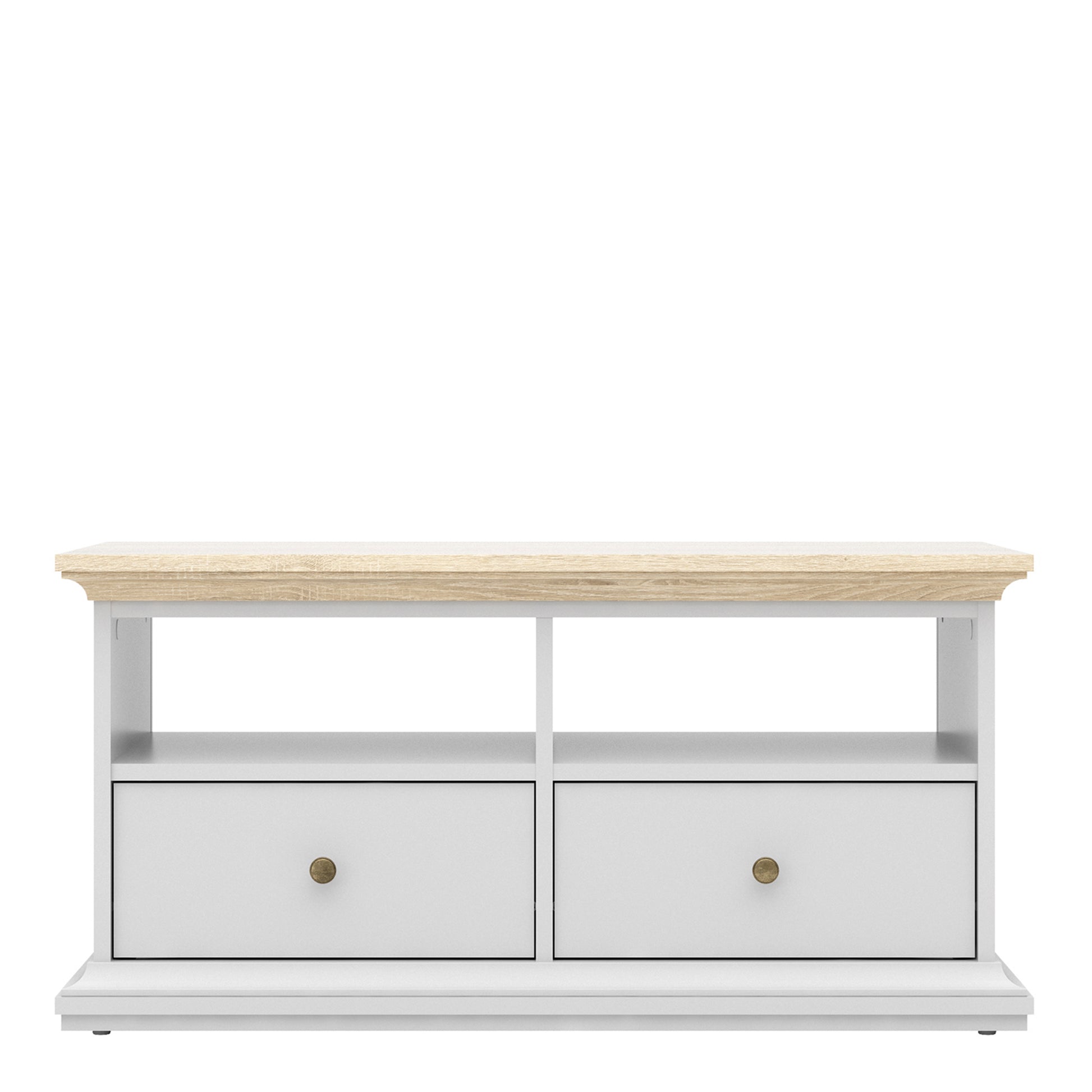 Paris  TV Unit - 2 Shelves 2 Drawers in White and Oak