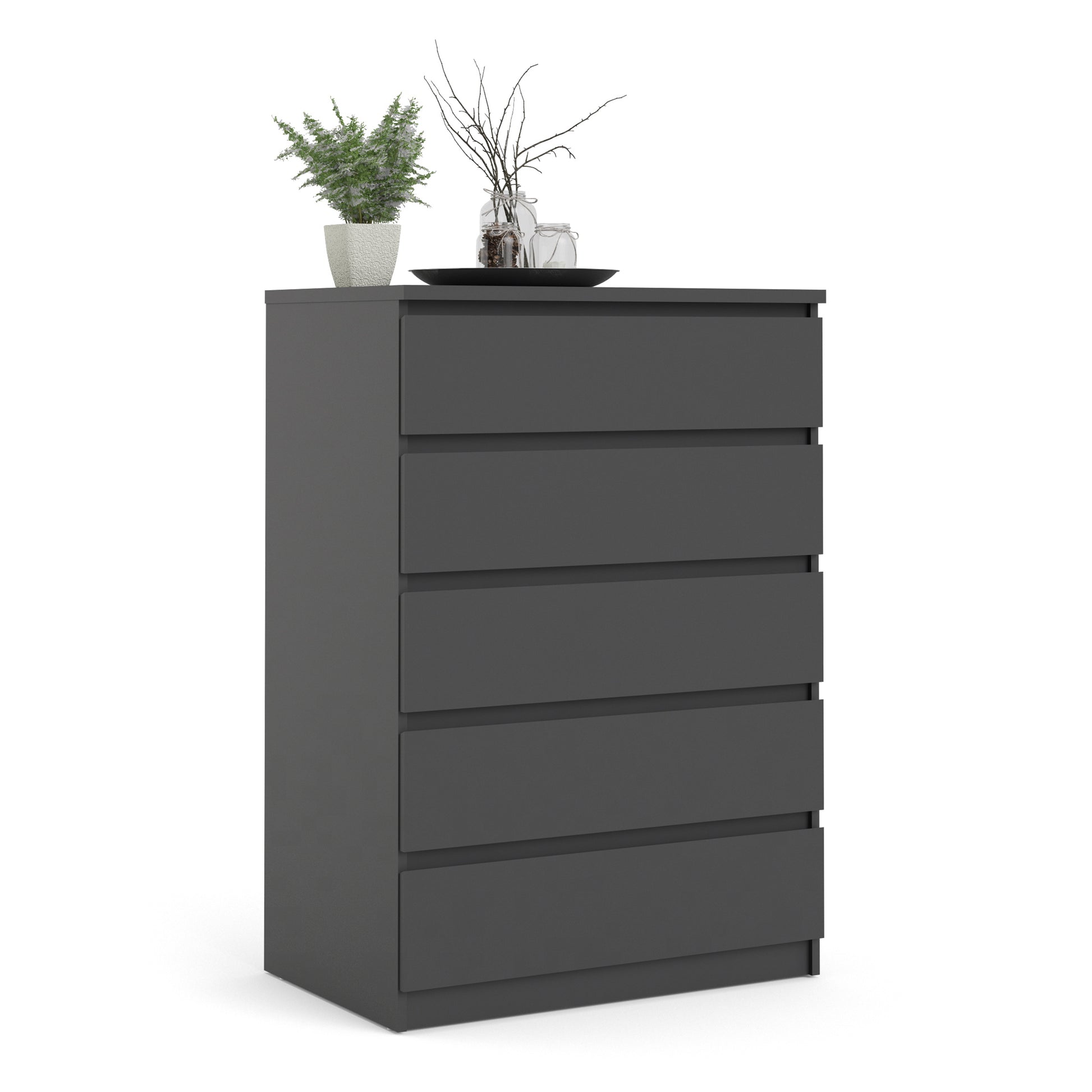 Naia  Chest of 5 Drawers in Black Matt