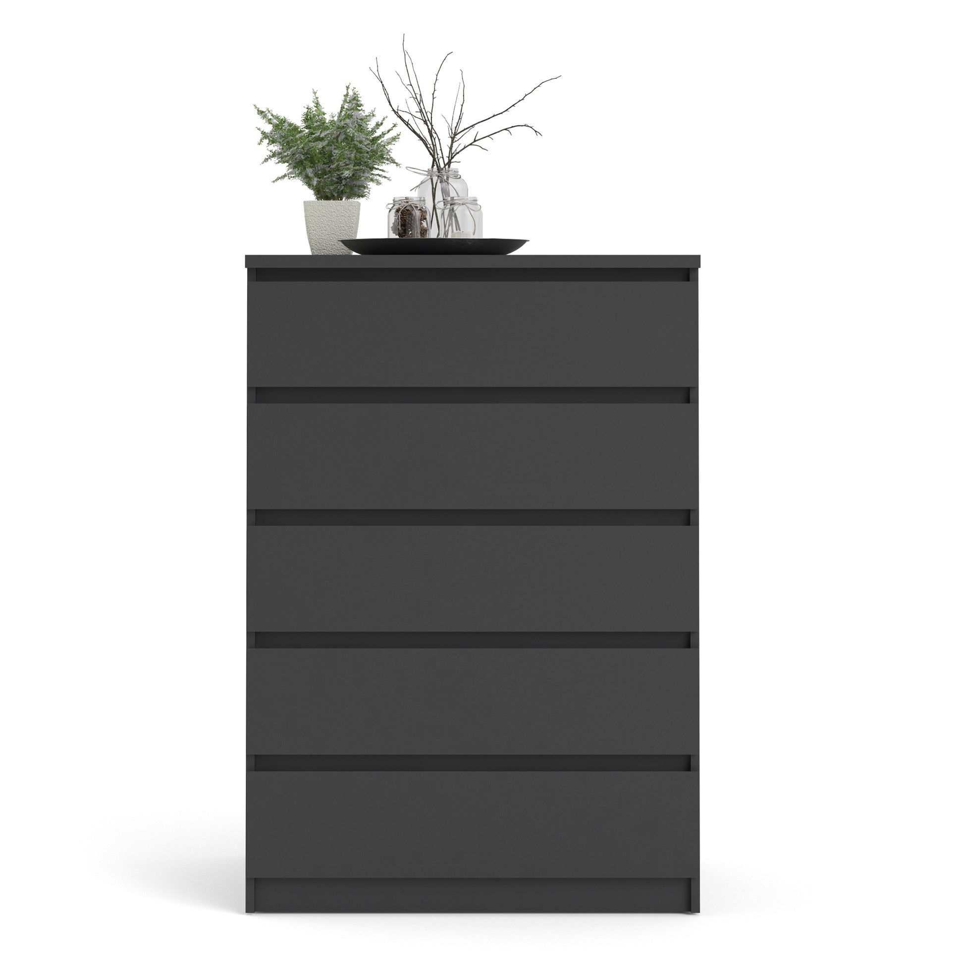 Naia  Chest of 5 Drawers in Black Matt