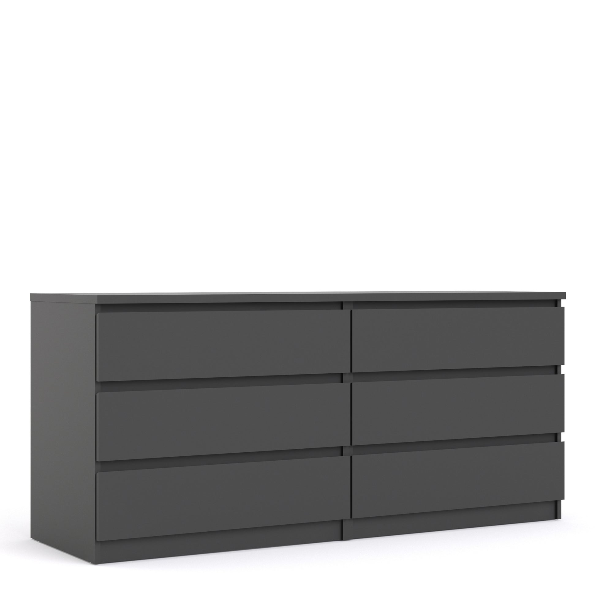 Naia  Wide Chest of 6 Drawers (3+3) in Black Matt