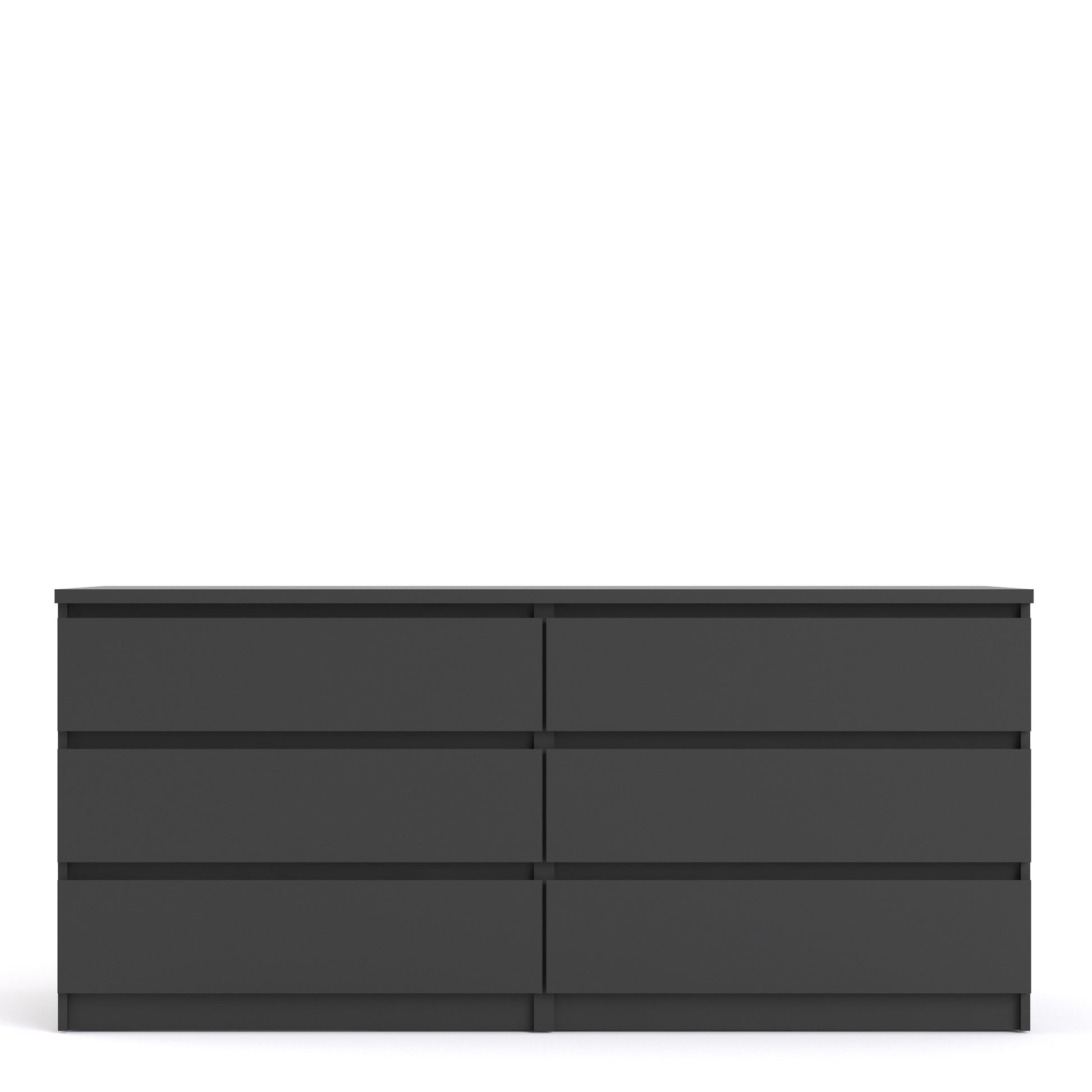 Naia  Wide Chest of 6 Drawers (3+3) in Black Matt