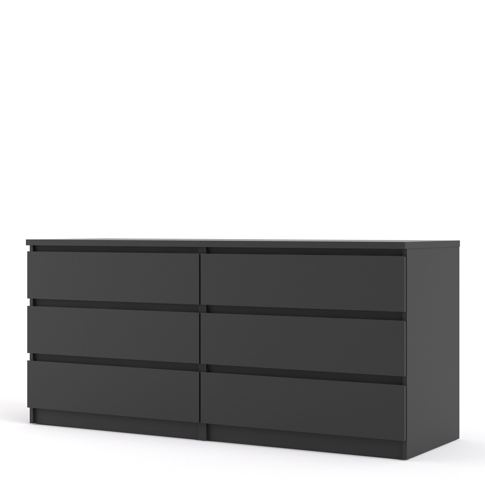 Naia  Wide Chest of 6 Drawers (3+3) in Black Matt