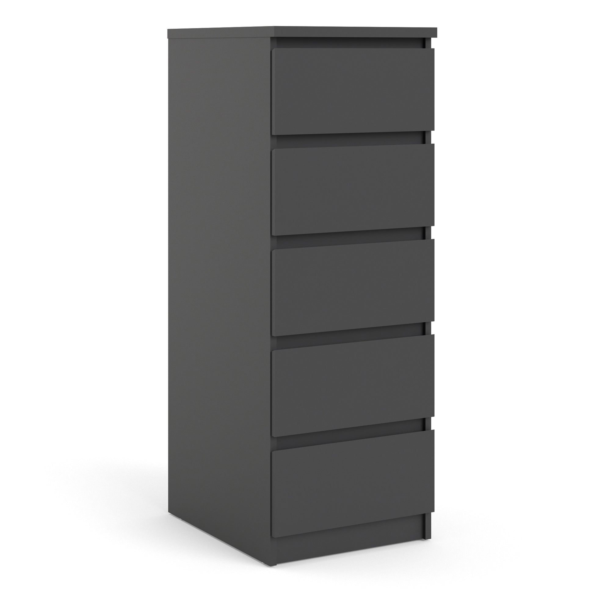 Naia  Narrow Chest of 5 Drawers in Black Matt