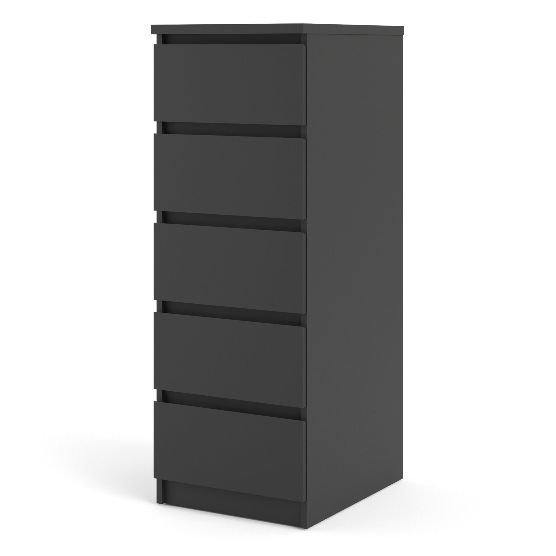 Naia  Narrow Chest of 5 Drawers in Black Matt