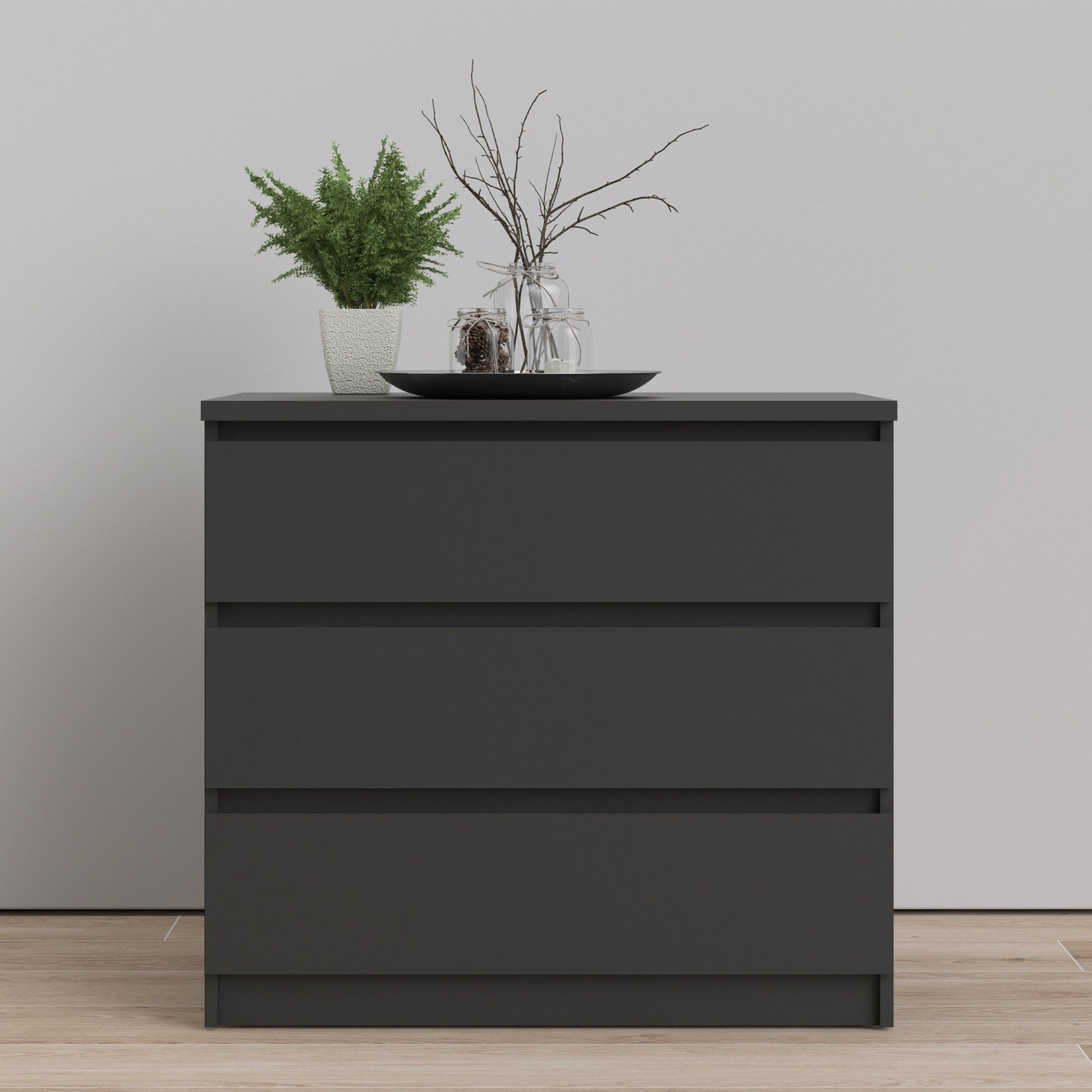 Naia  Chest of 3 Drawers in Black Matt