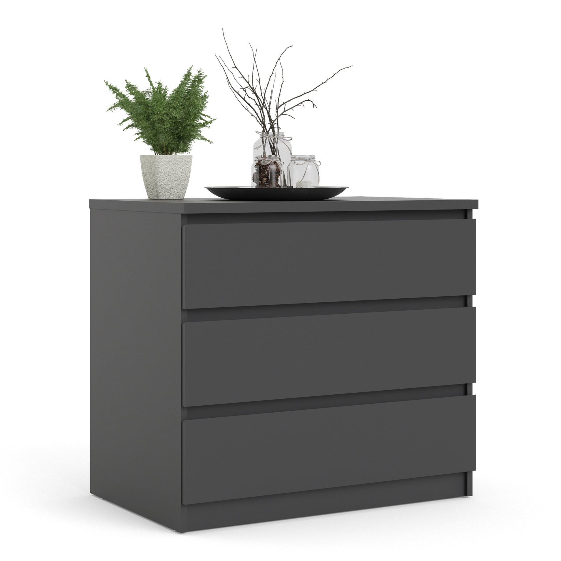 Naia  Chest of 3 Drawers in Black Matt