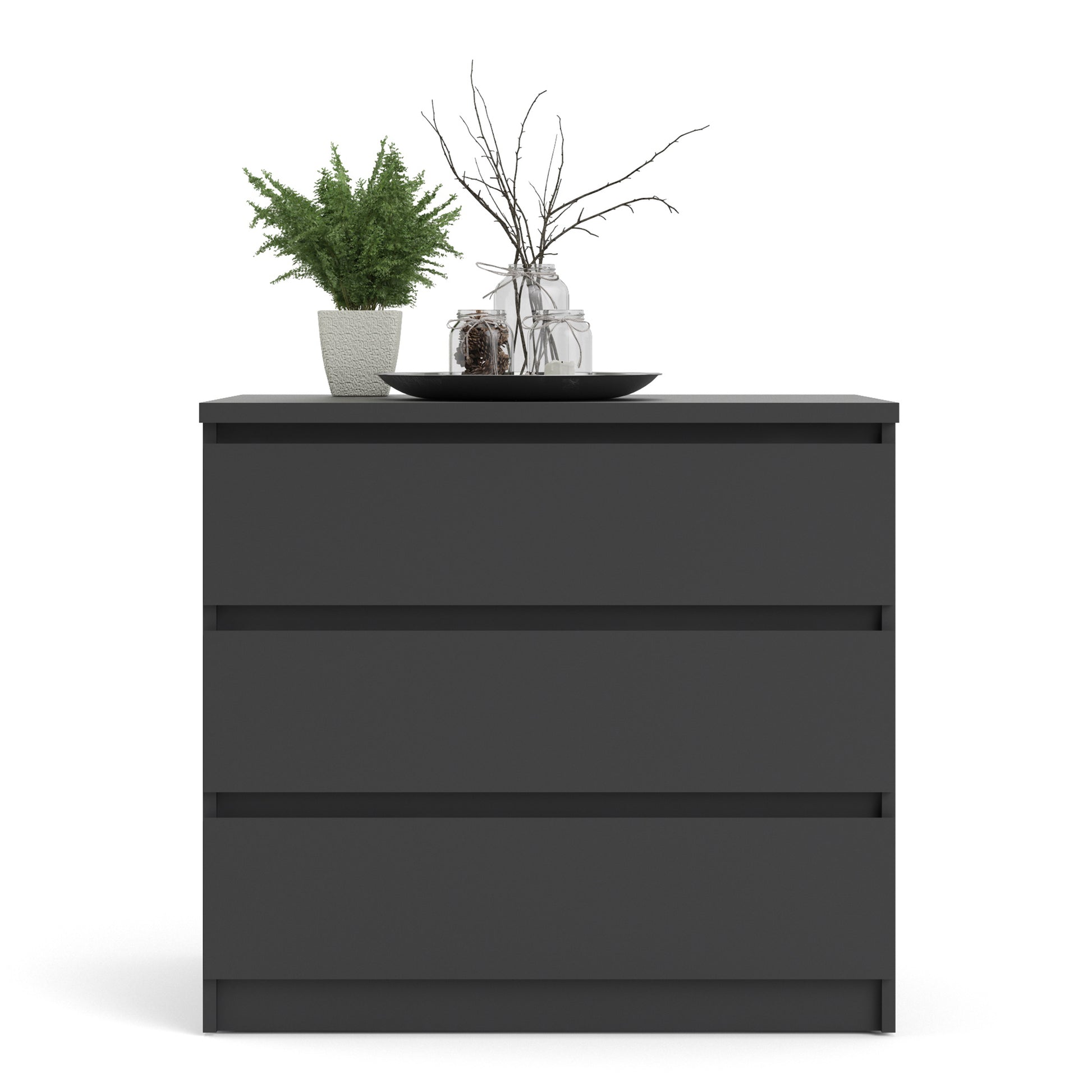 Naia  Chest of 3 Drawers in Black Matt