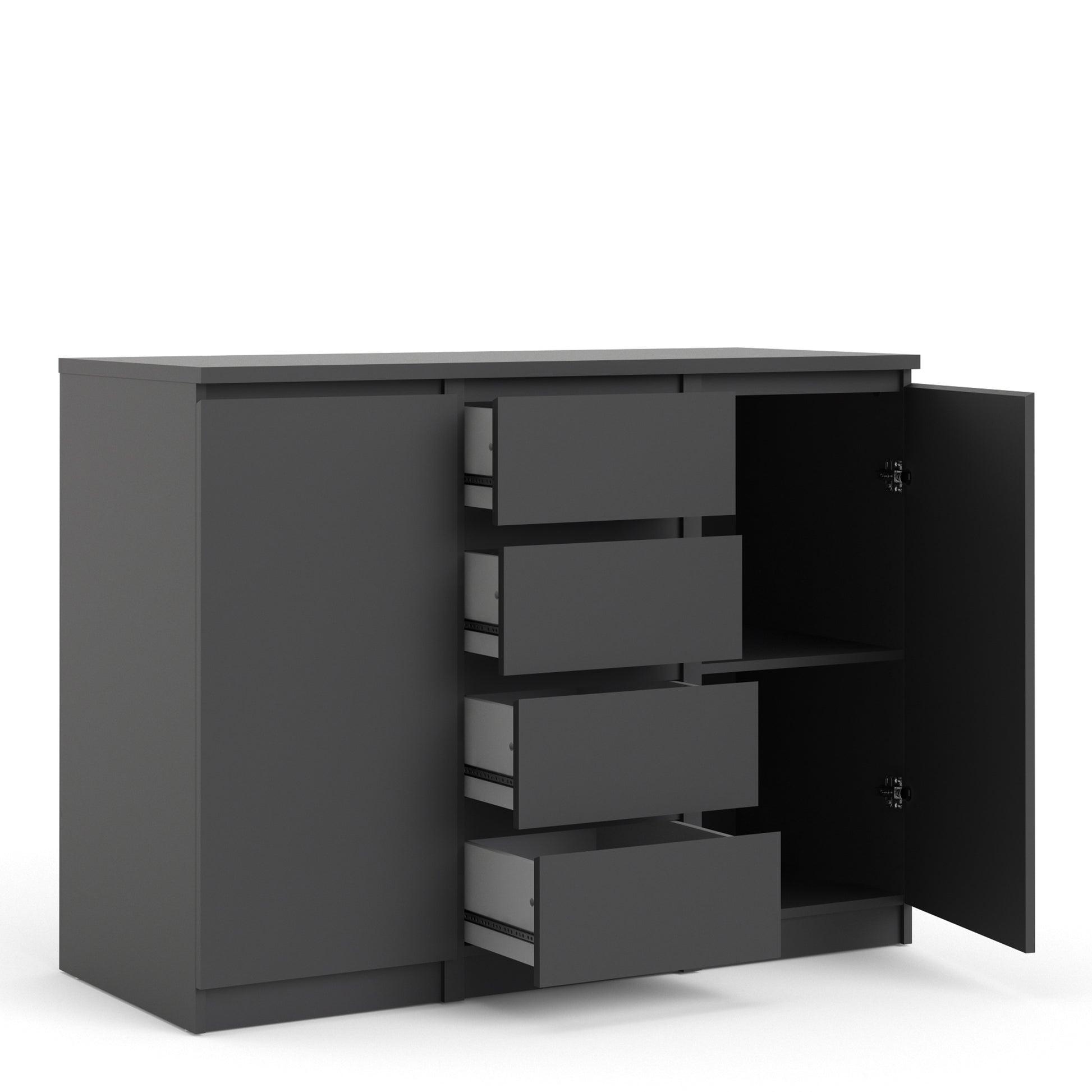 Naia  Sideboard - 4 Drawers 2 Doors in Black Matt