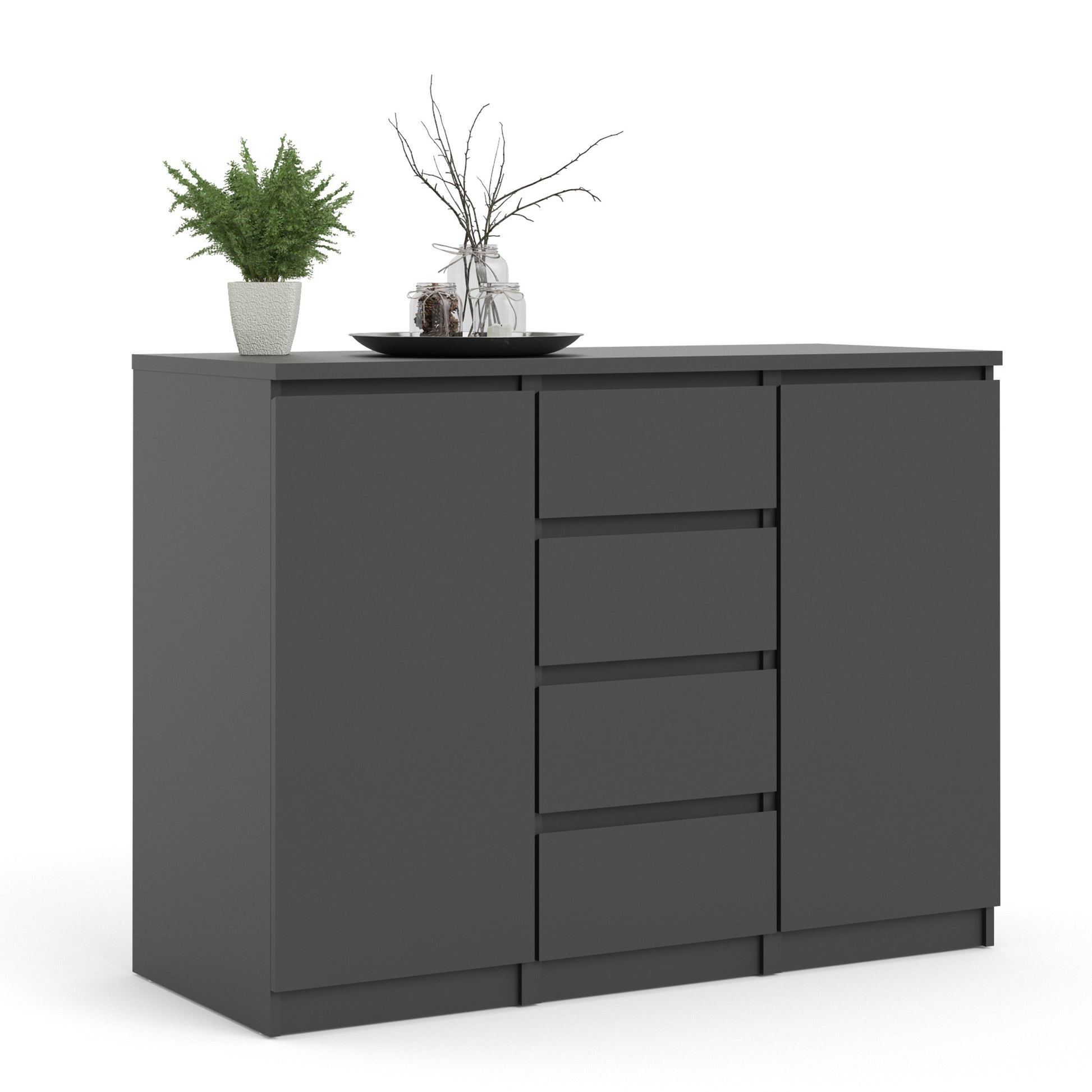 Naia  Sideboard - 4 Drawers 2 Doors in Black Matt