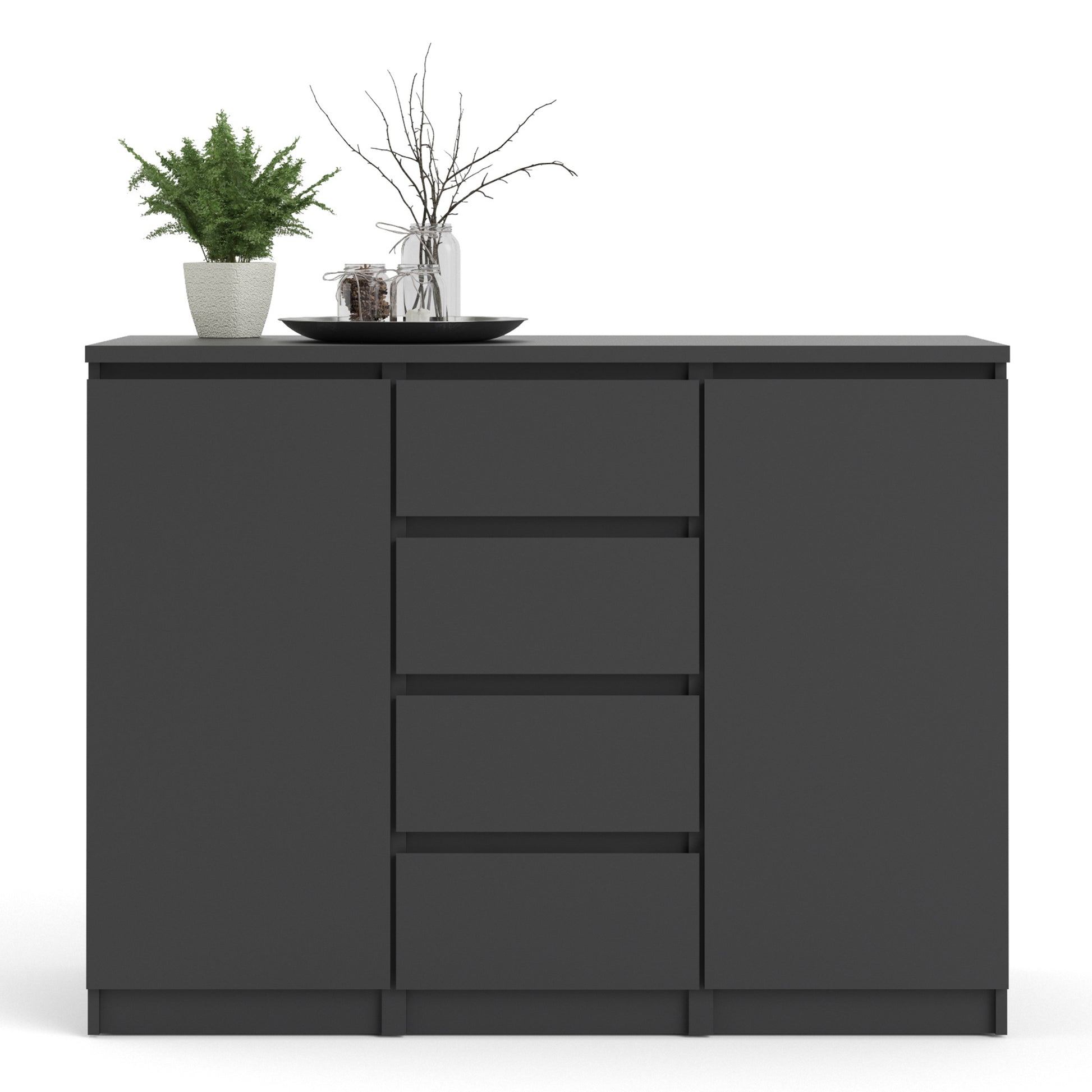 Naia  Sideboard - 4 Drawers 2 Doors in Black Matt