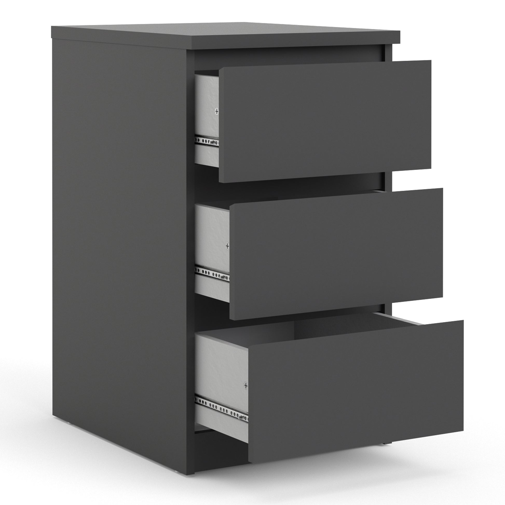 Naia  Bedside 3 Drawers in Black Matt
