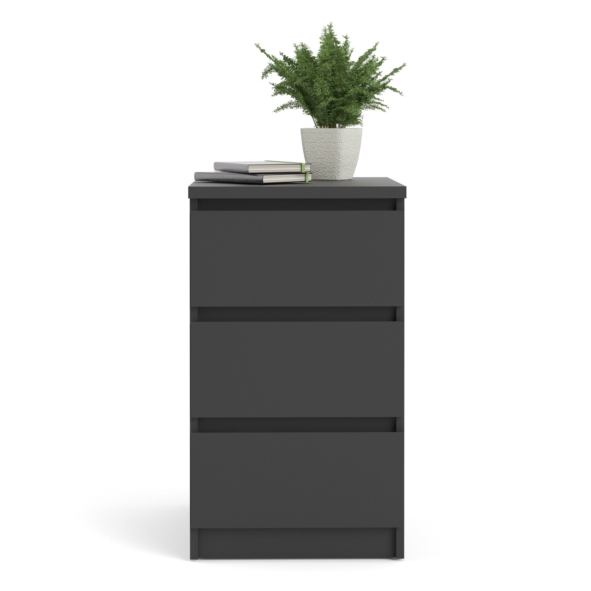Naia  Bedside 3 Drawers in Black Matt