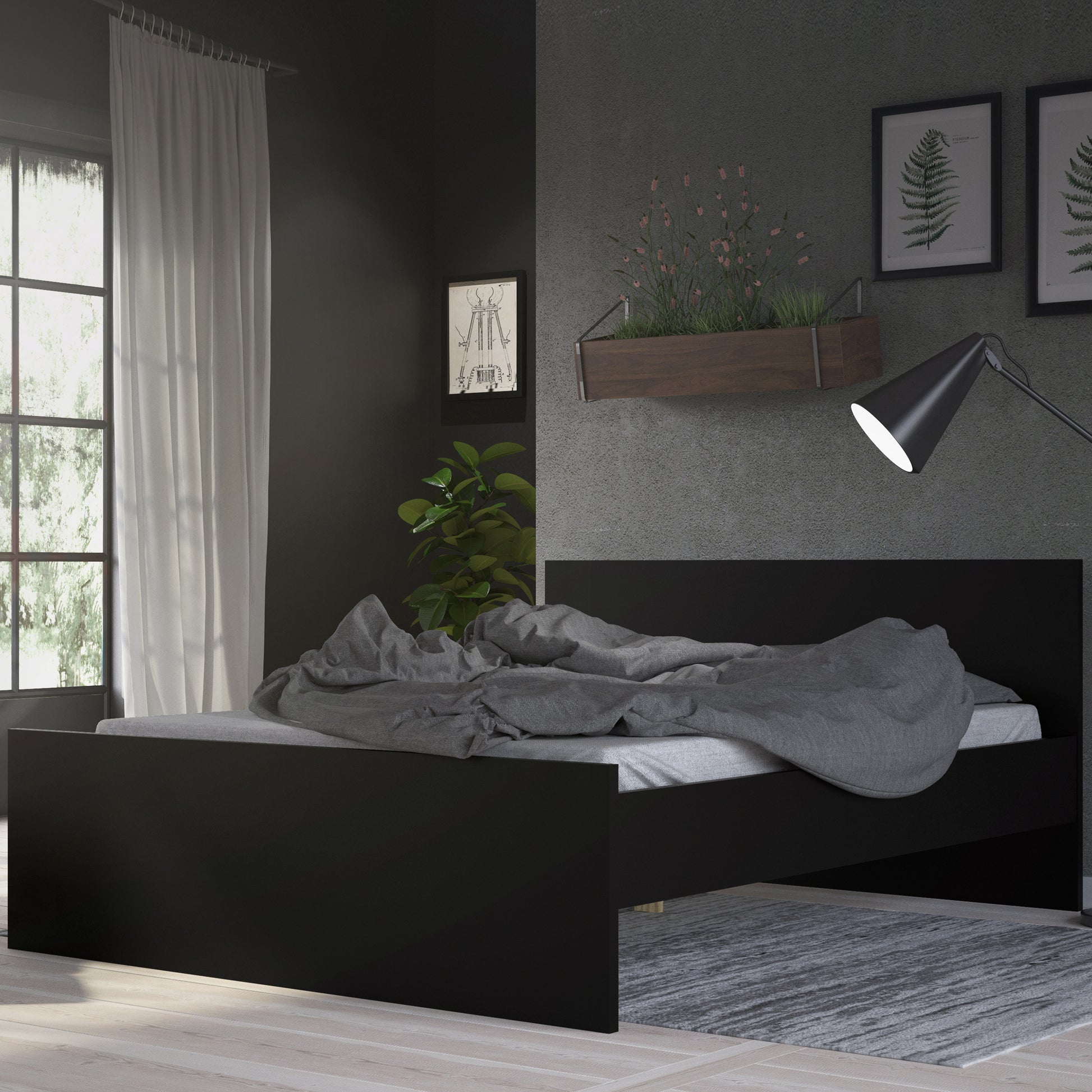 Naia  Double Bed 4ft6 (140 x 190) in Black Matt