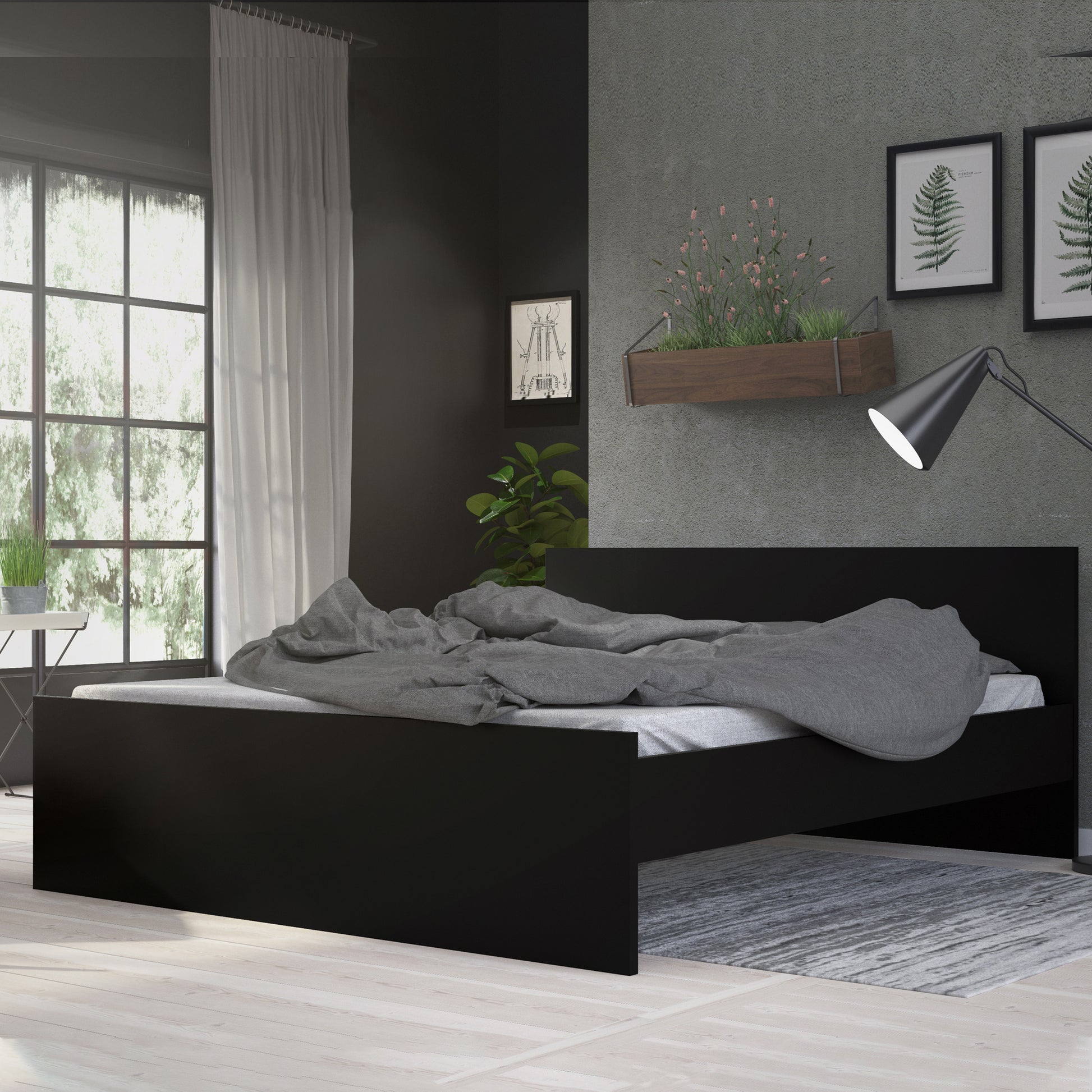 Naia  Euro King Bed (160 x 200) in Black Matt