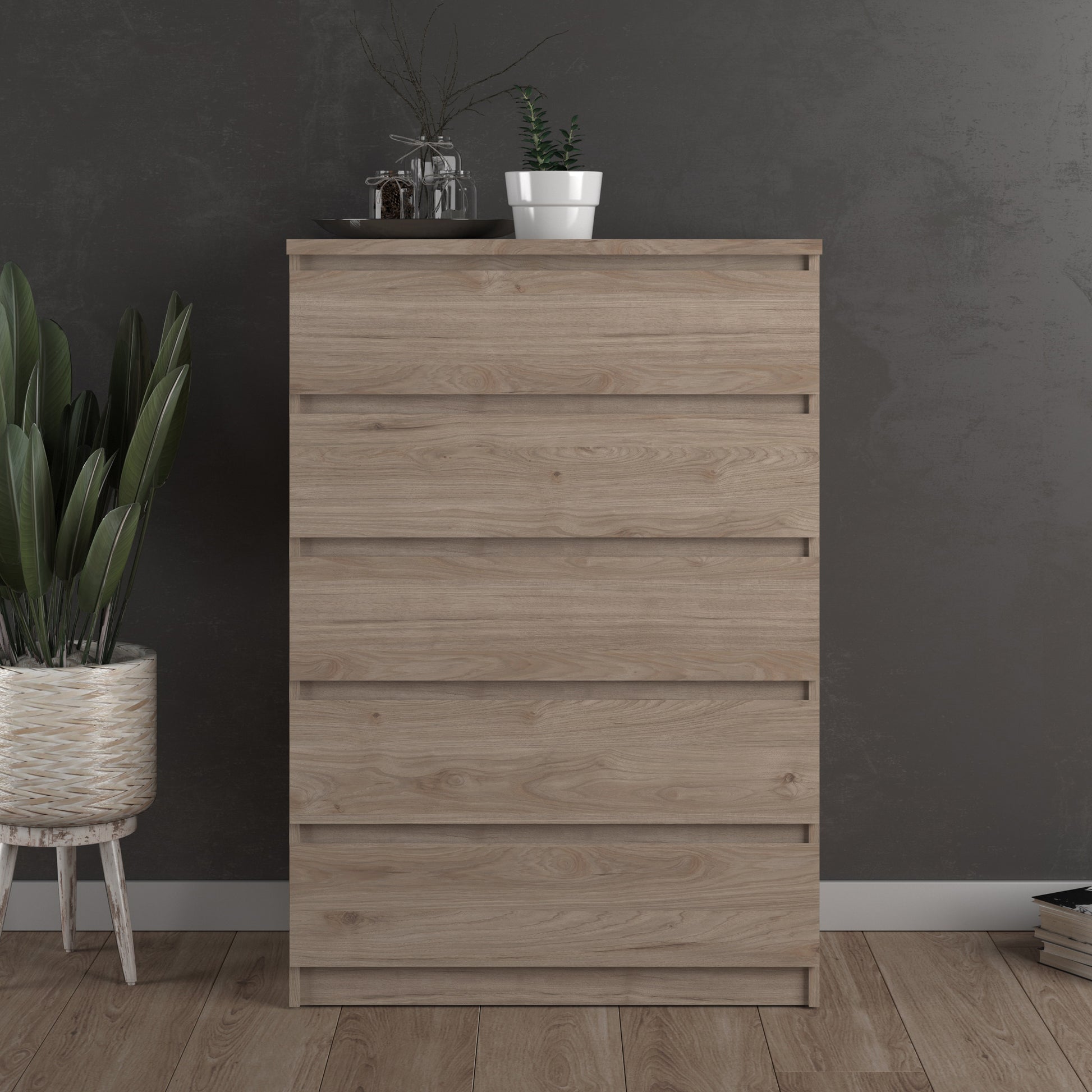 Naia  Chest of 5 Drawers in Jackson Hickory Oak