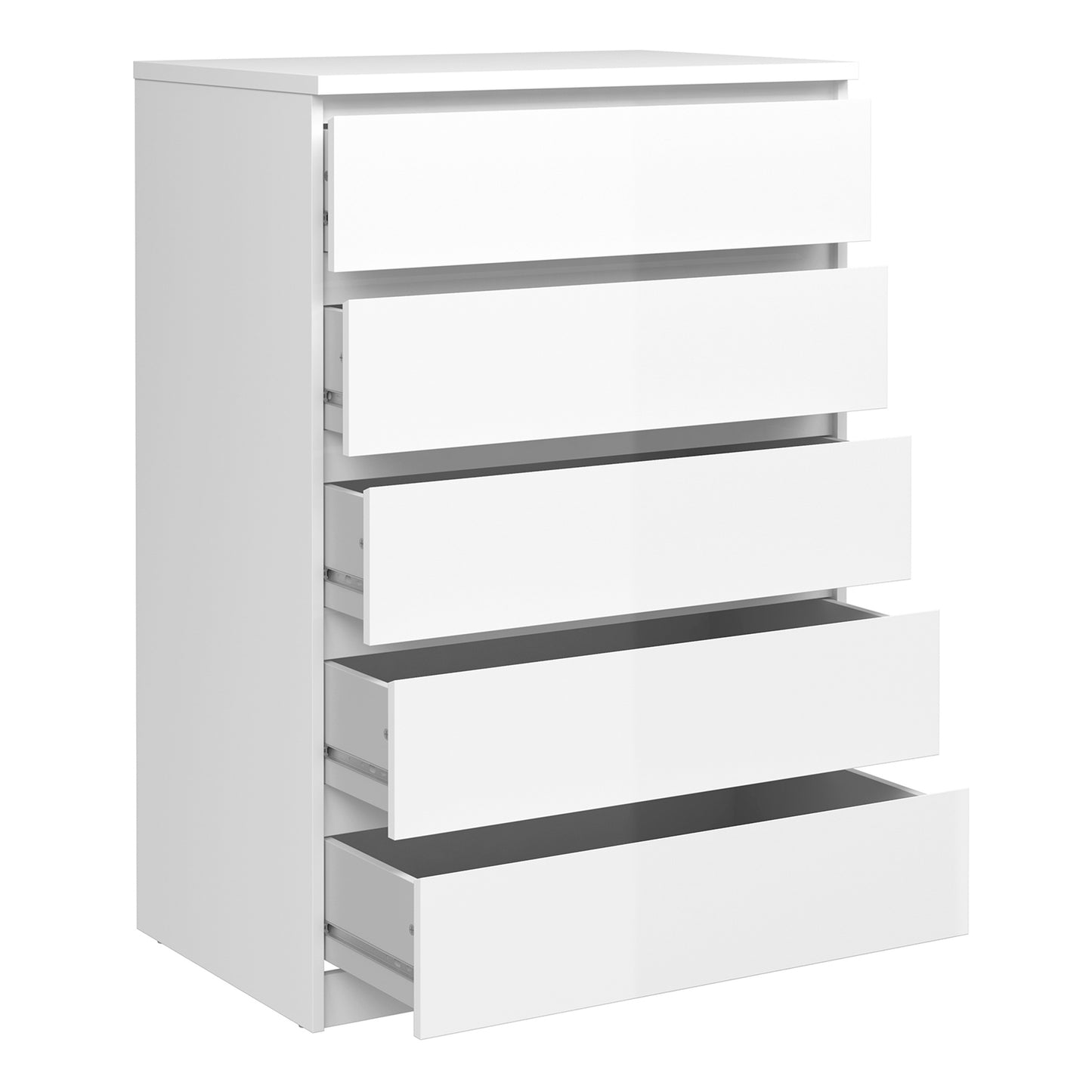 Naia  Chest of 5 Drawers in White High Gloss