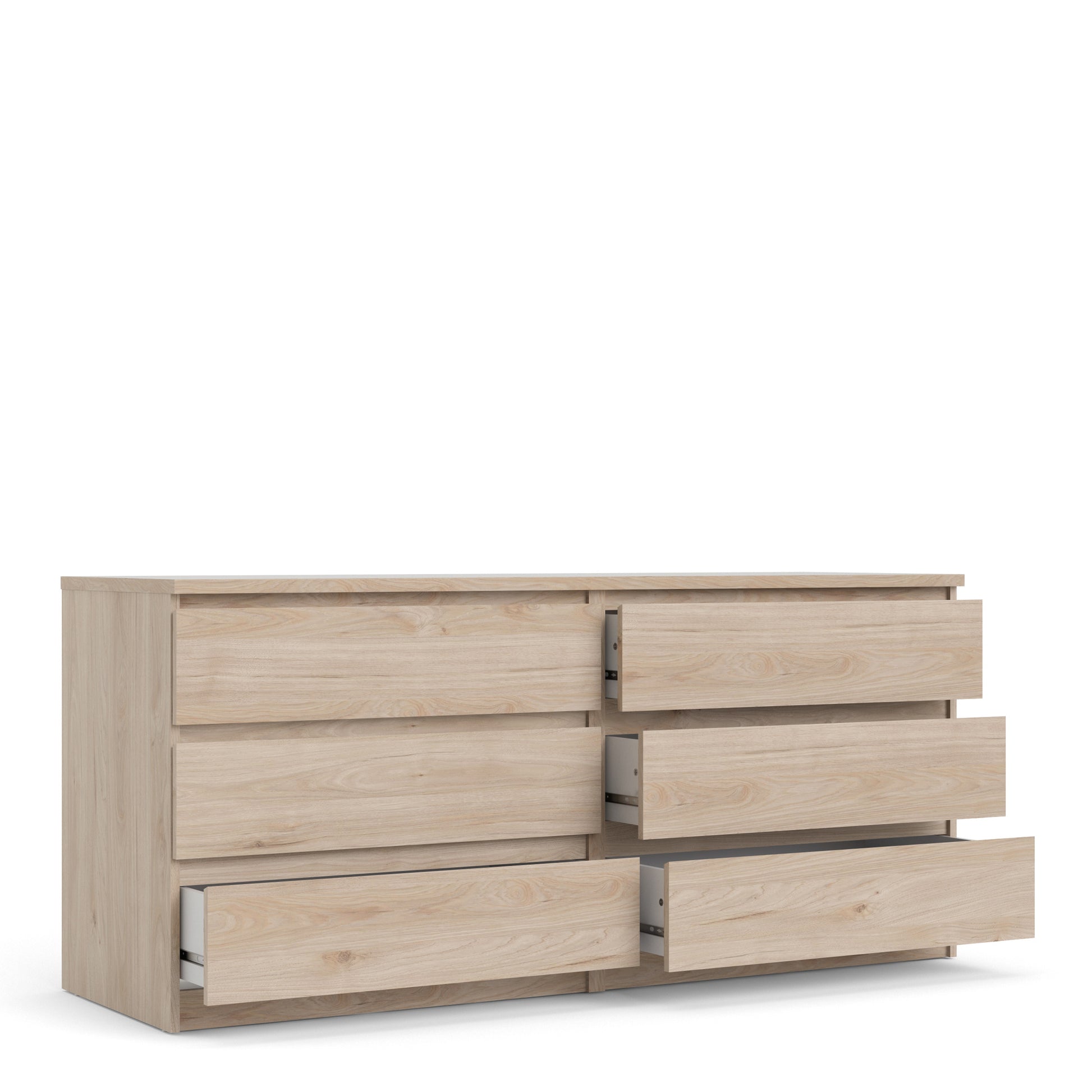 Naia  Wide Chest of 6 Drawers (3+3) in Jackson Hickory Oak