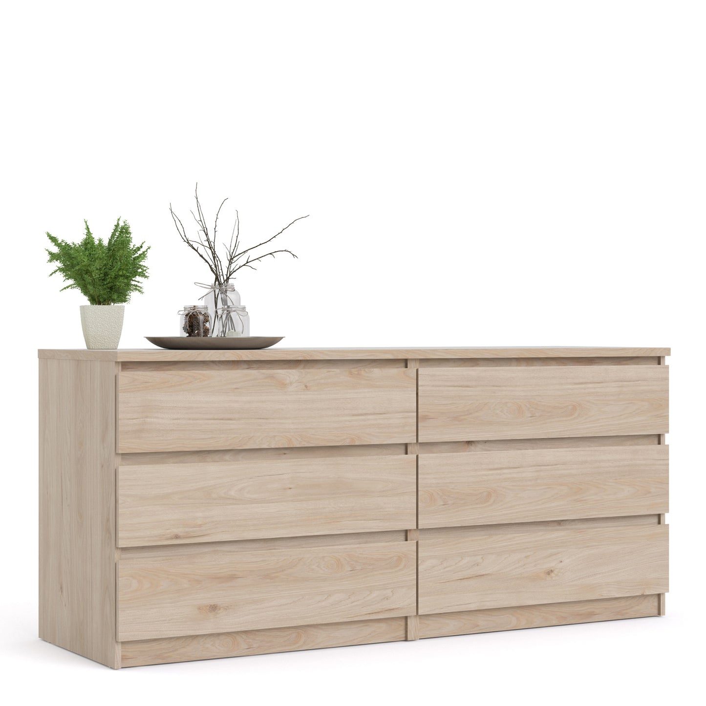 Naia  Wide Chest of 6 Drawers (3+3) in Jackson Hickory Oak