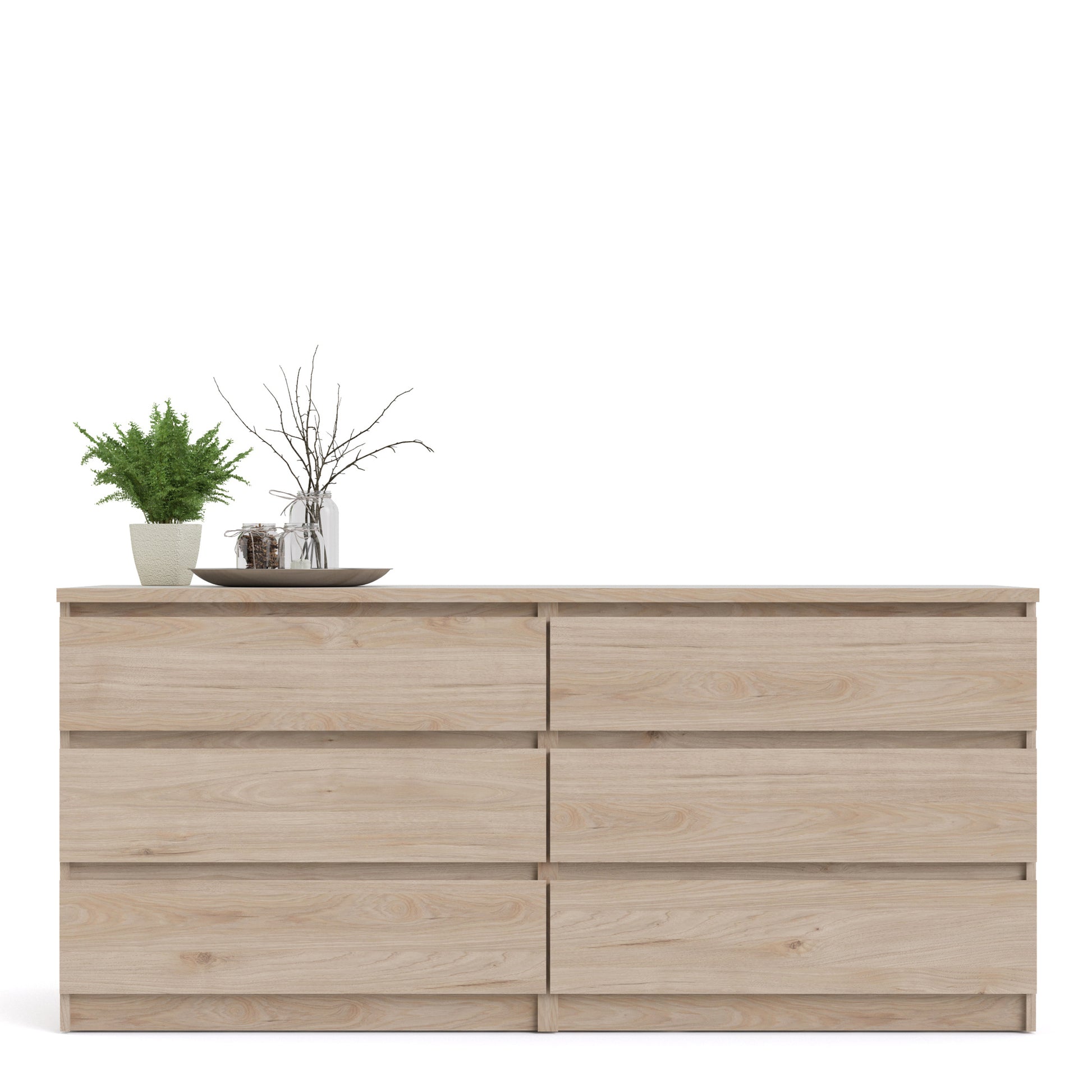 Naia  Wide Chest of 6 Drawers (3+3) in Jackson Hickory Oak