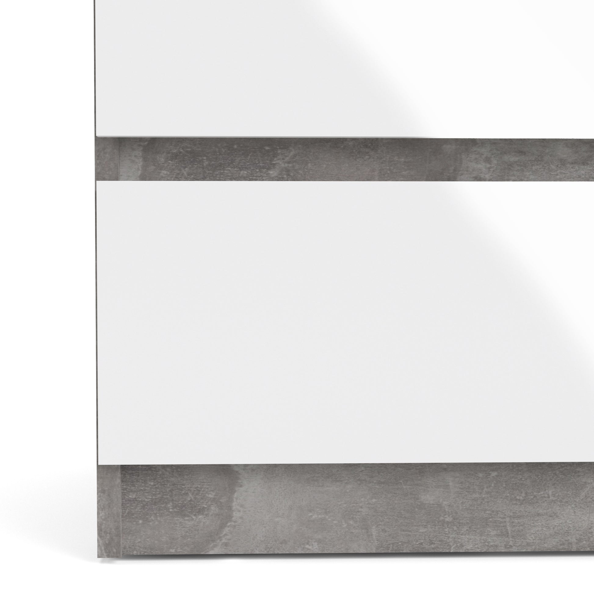 Naia  Narrow Chest of 5 Drawers in Concrete and White High Gloss