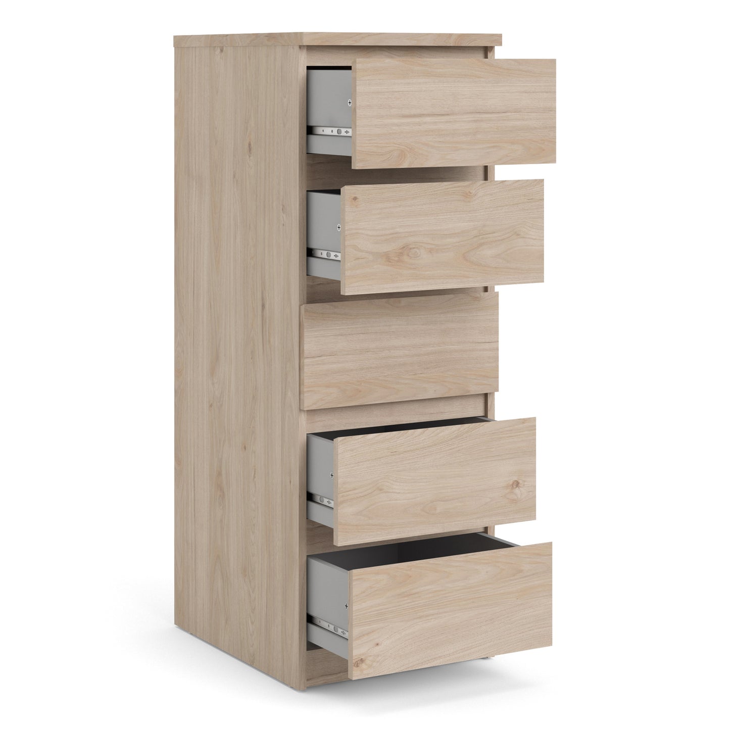 Naia  Narrow Chest of 5 Drawers in Jackson Hickory Oak
