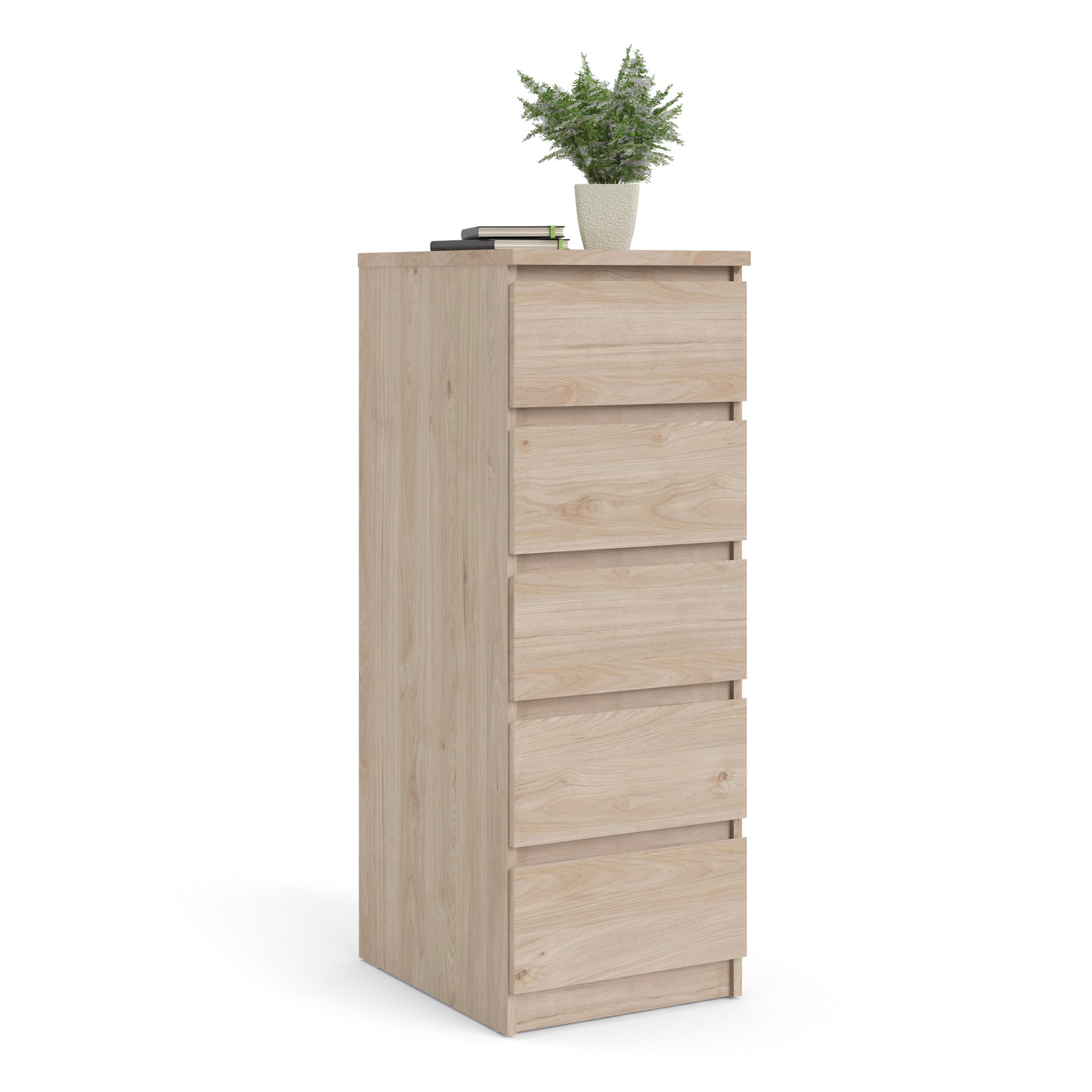 Naia  Narrow Chest of 5 Drawers in Jackson Hickory Oak