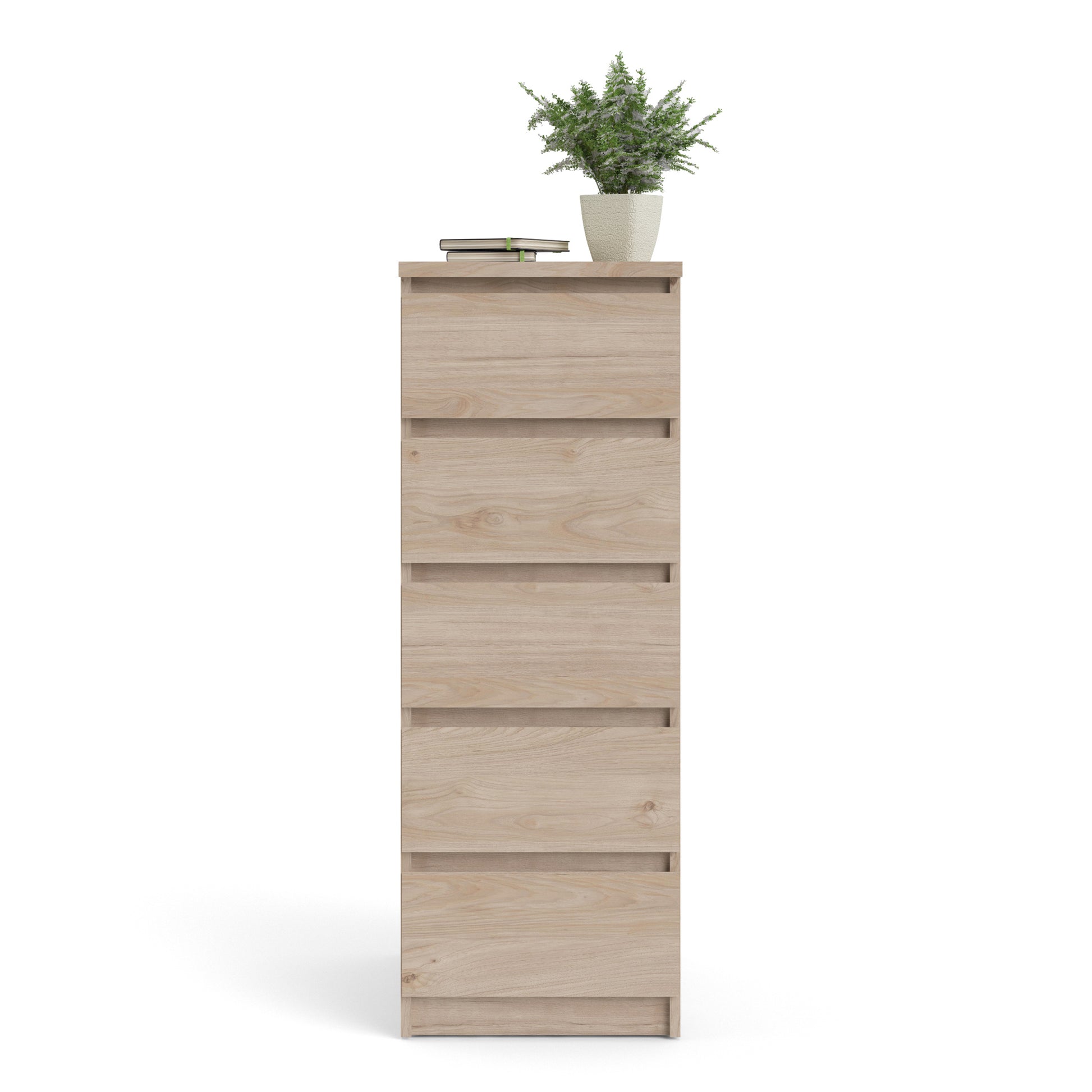 Naia  Narrow Chest of 5 Drawers in Jackson Hickory Oak