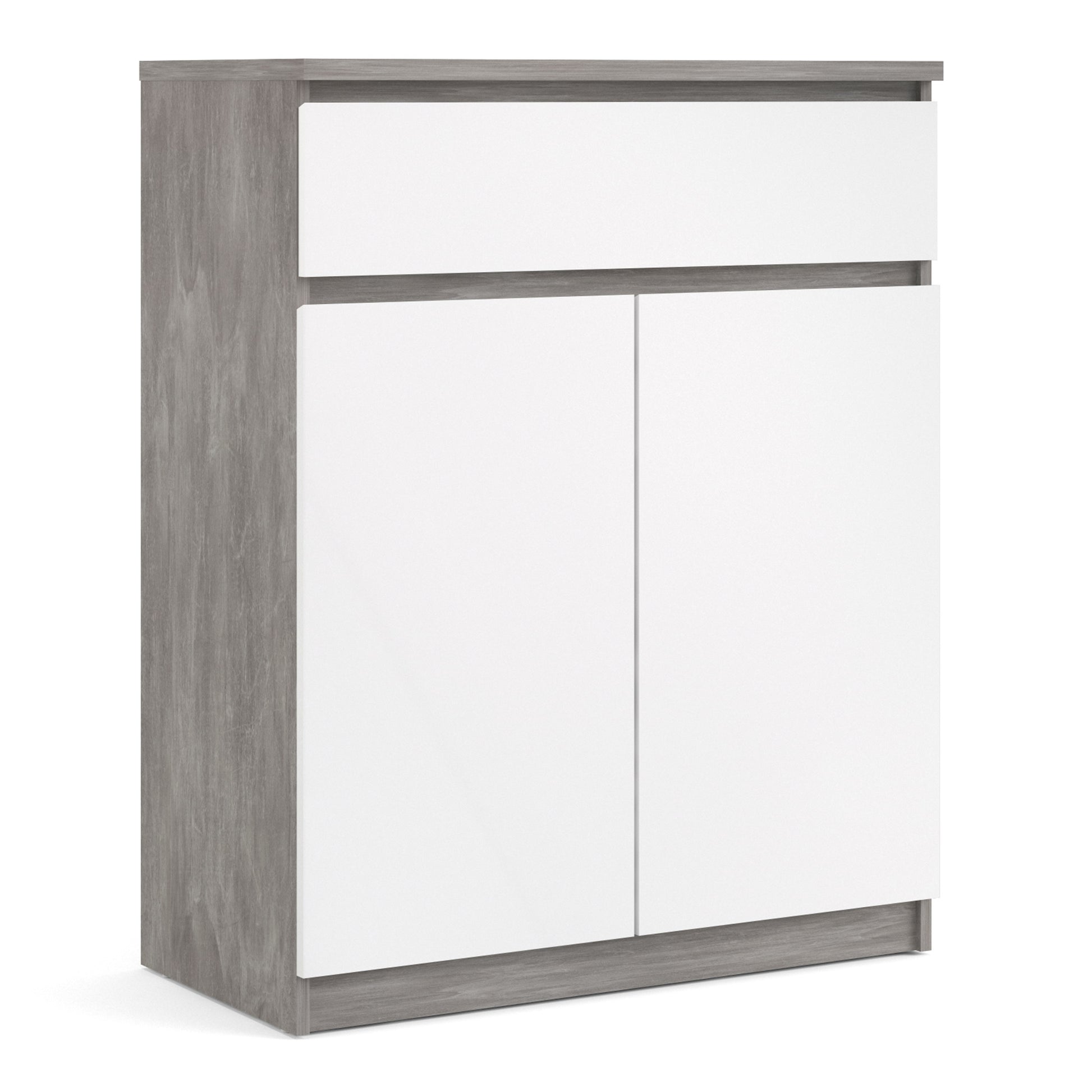 Naia  Sideboard 1 Drawer 2 Doors in Concrete and White High Gloss