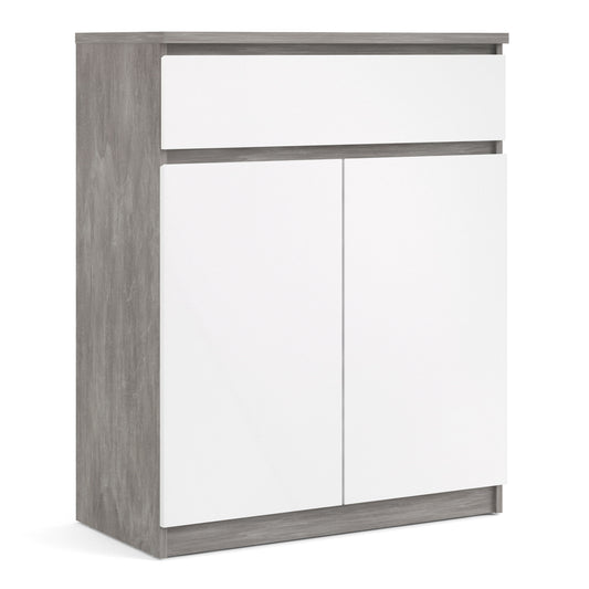 Naia  Sideboard 1 Drawer 2 Doors in Concrete and White High Gloss