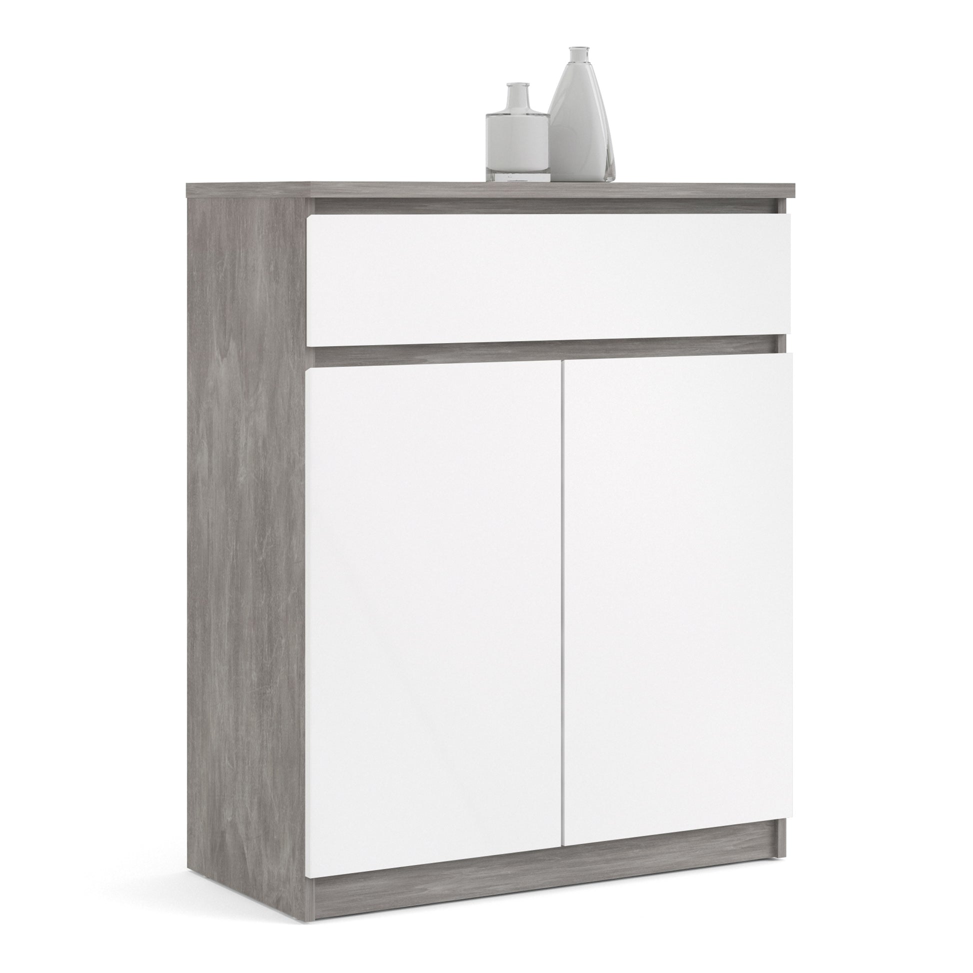 Naia  Sideboard 1 Drawer 2 Doors in Concrete and White High Gloss