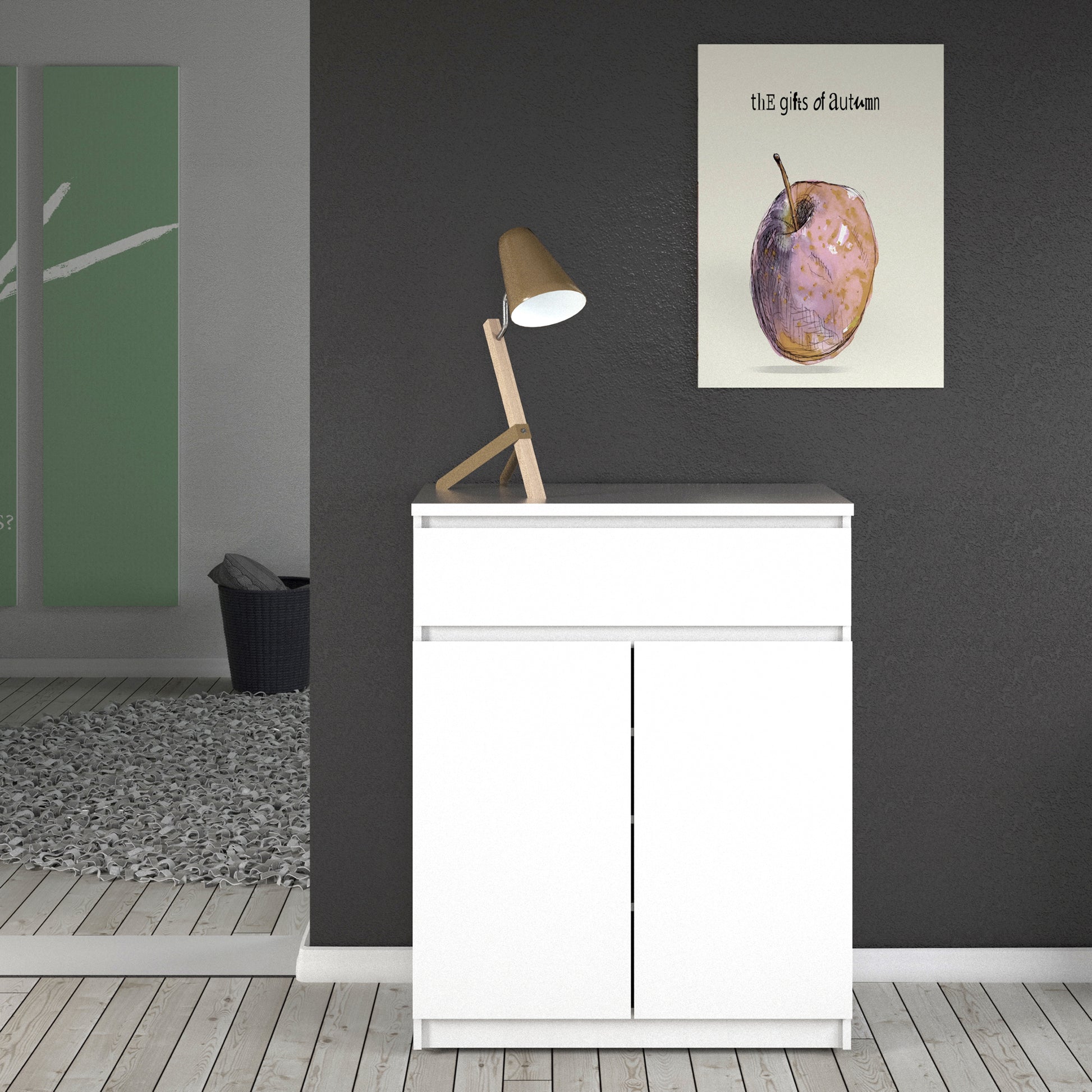 Naia  Sideboard - 1 Drawer 2 Doors in White High Gloss
