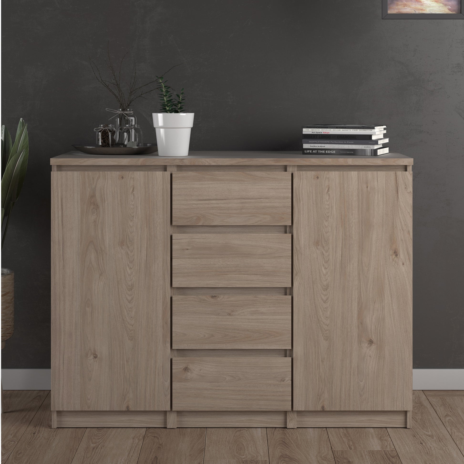 Naia  Sideboard 4 Drawers 2 Doors in Jackson Hickory Oak